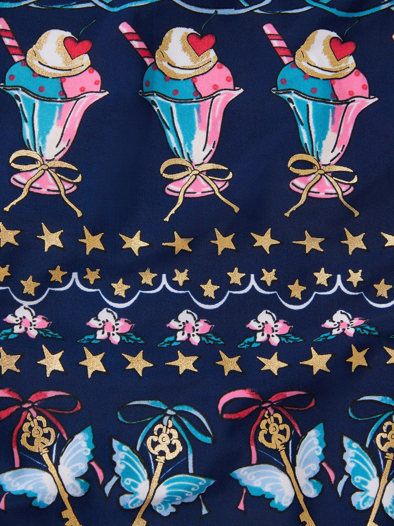 Image 3 of 3 of Monsoon Girls Ice Cream Print Swimsuit - Navy