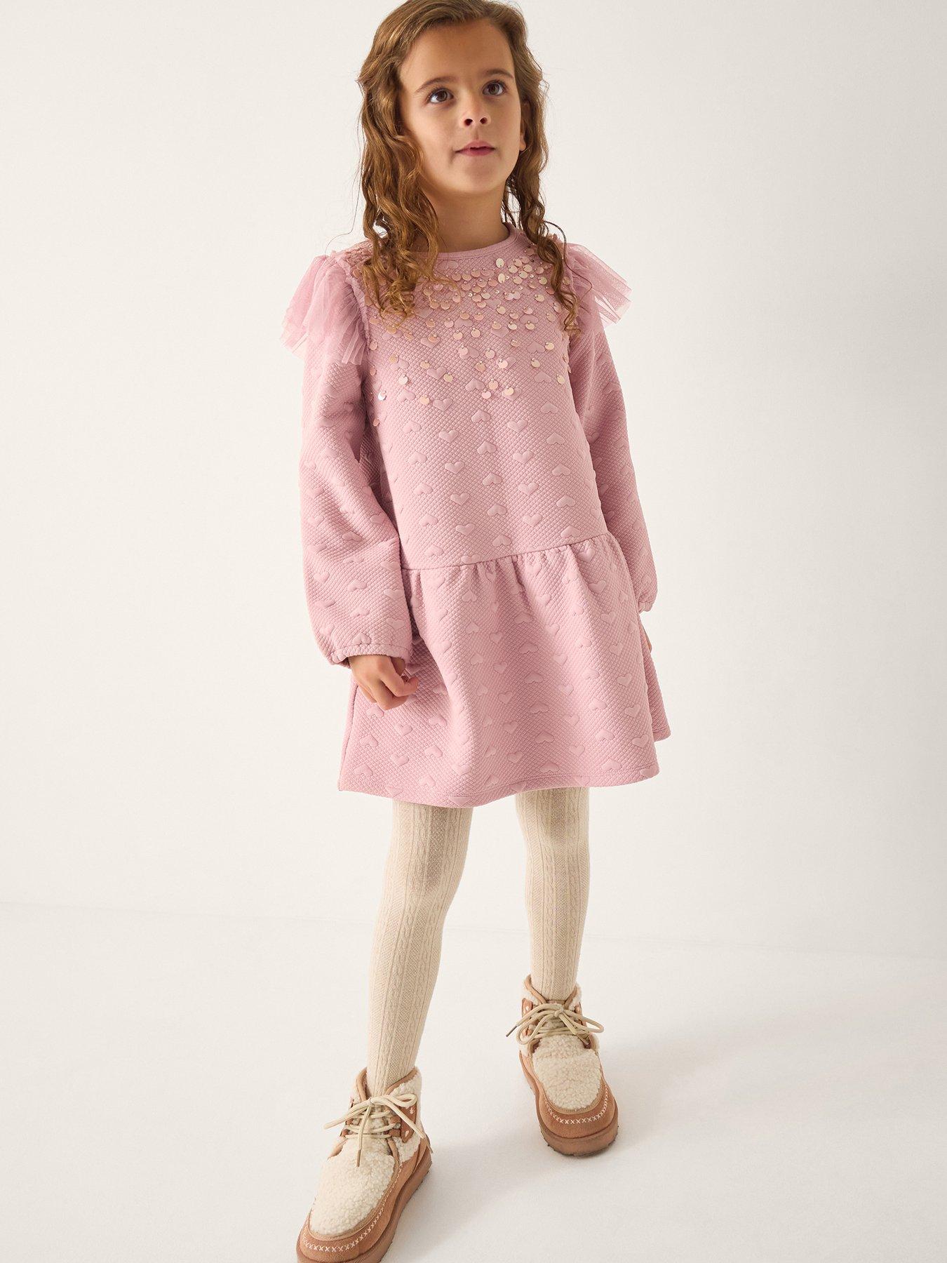  image of monsoon-girls-heart-embellished-sweat-dress-pink