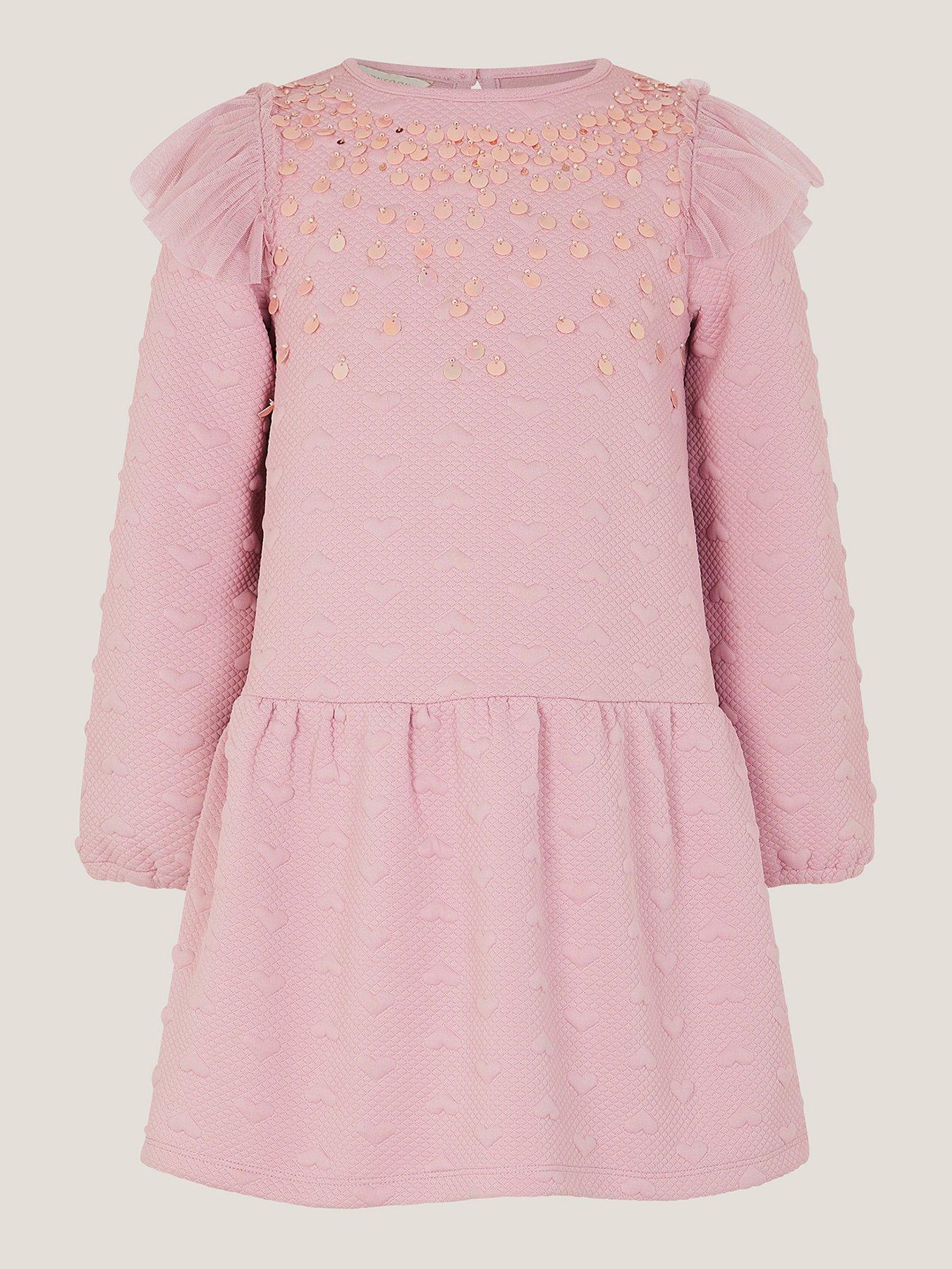 stillFront image of monsoon-girls-heart-embellished-sweat-dress-pink