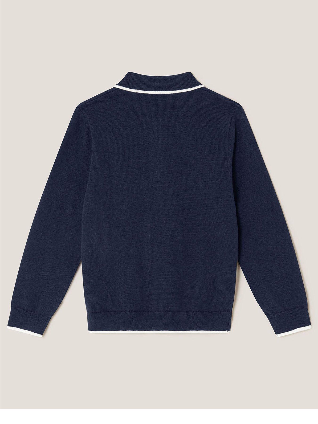 back image of monsoon-boys-rib-knitted-long-sleeve-polo-shirt-navy
