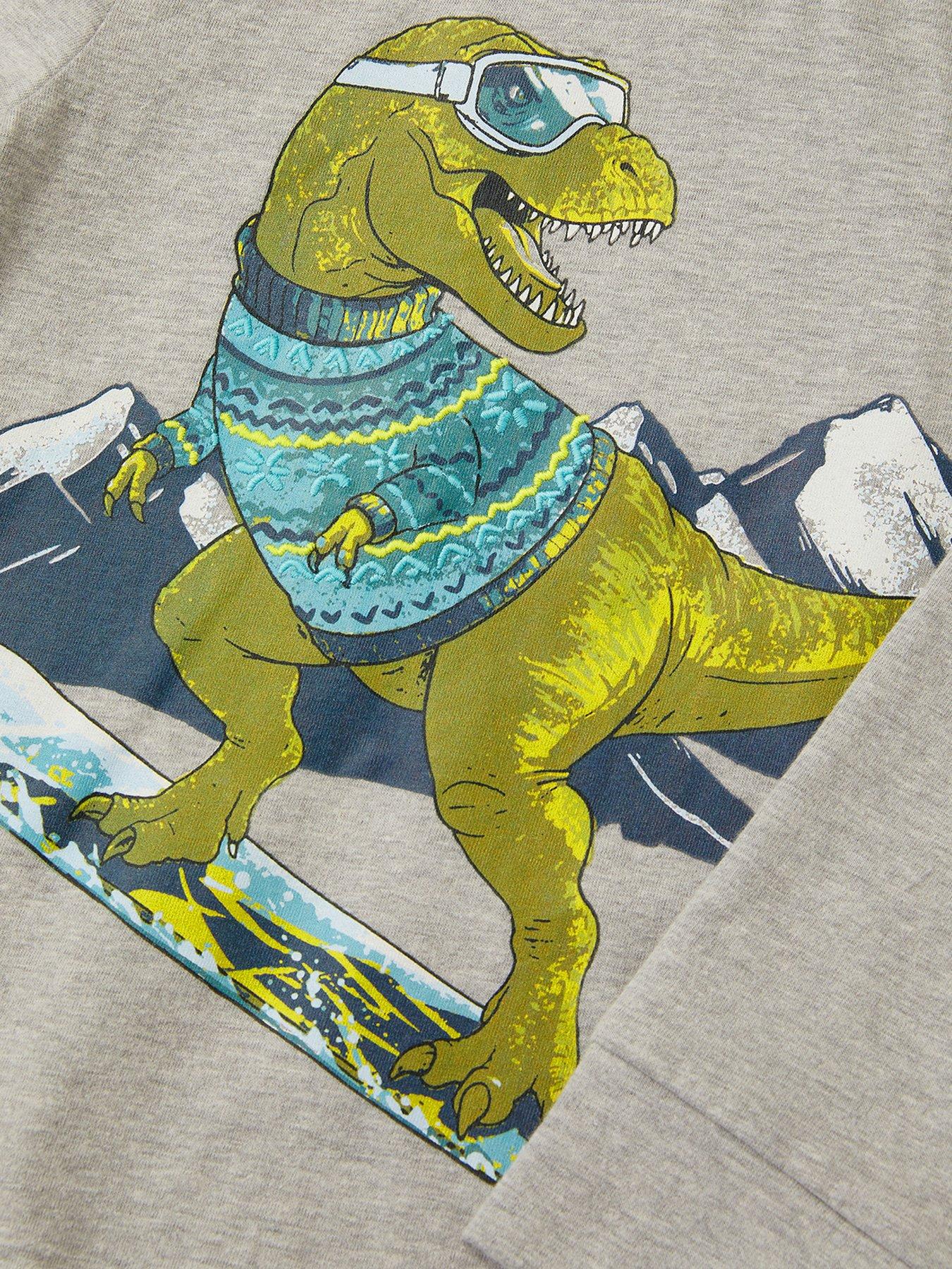  image of monsoon-boys-dino-long-sleeve-t-shirt-grey