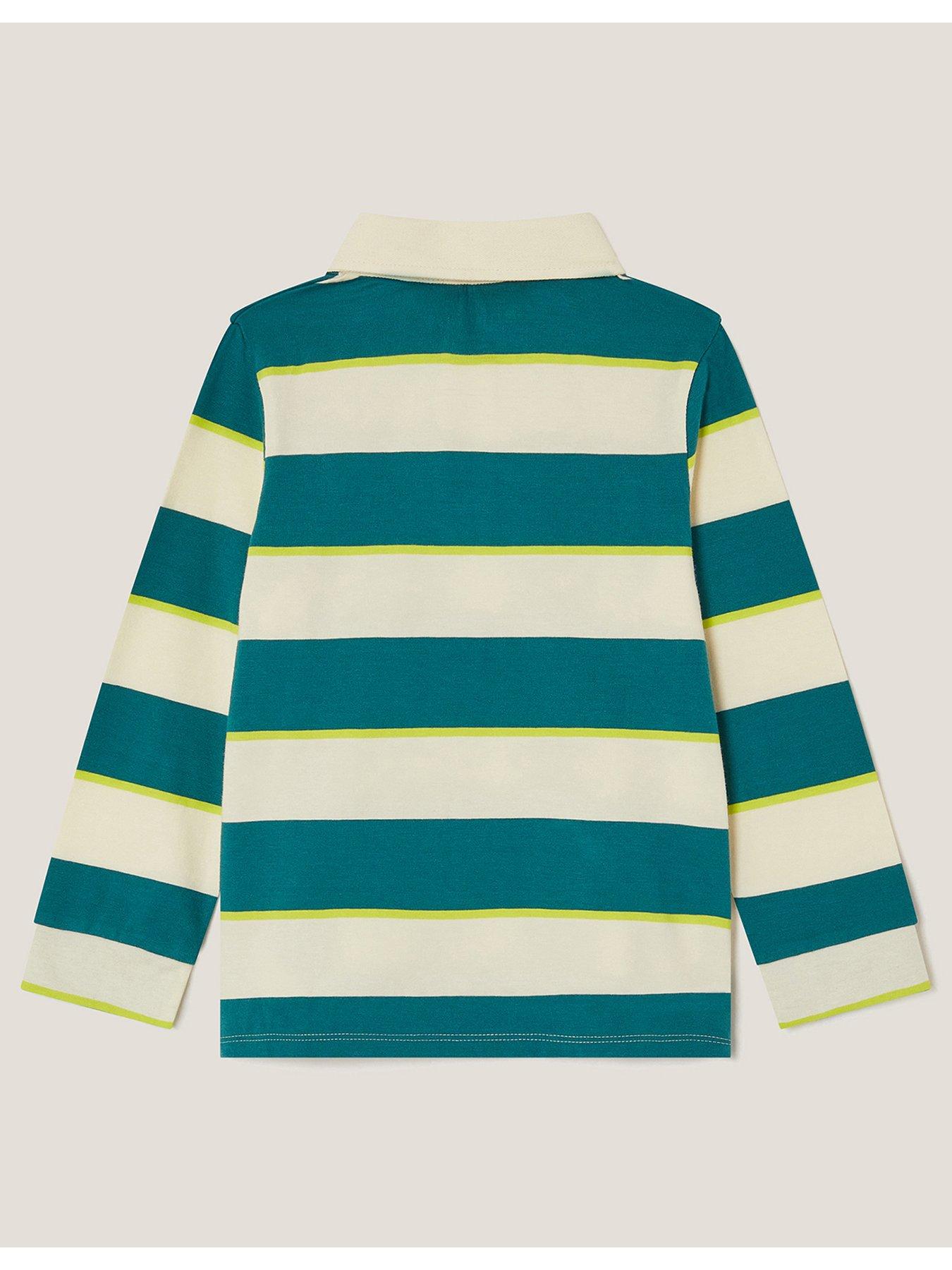  image of monsoon-boys-stripe-rugby-long-sleeve-t-shirt-green