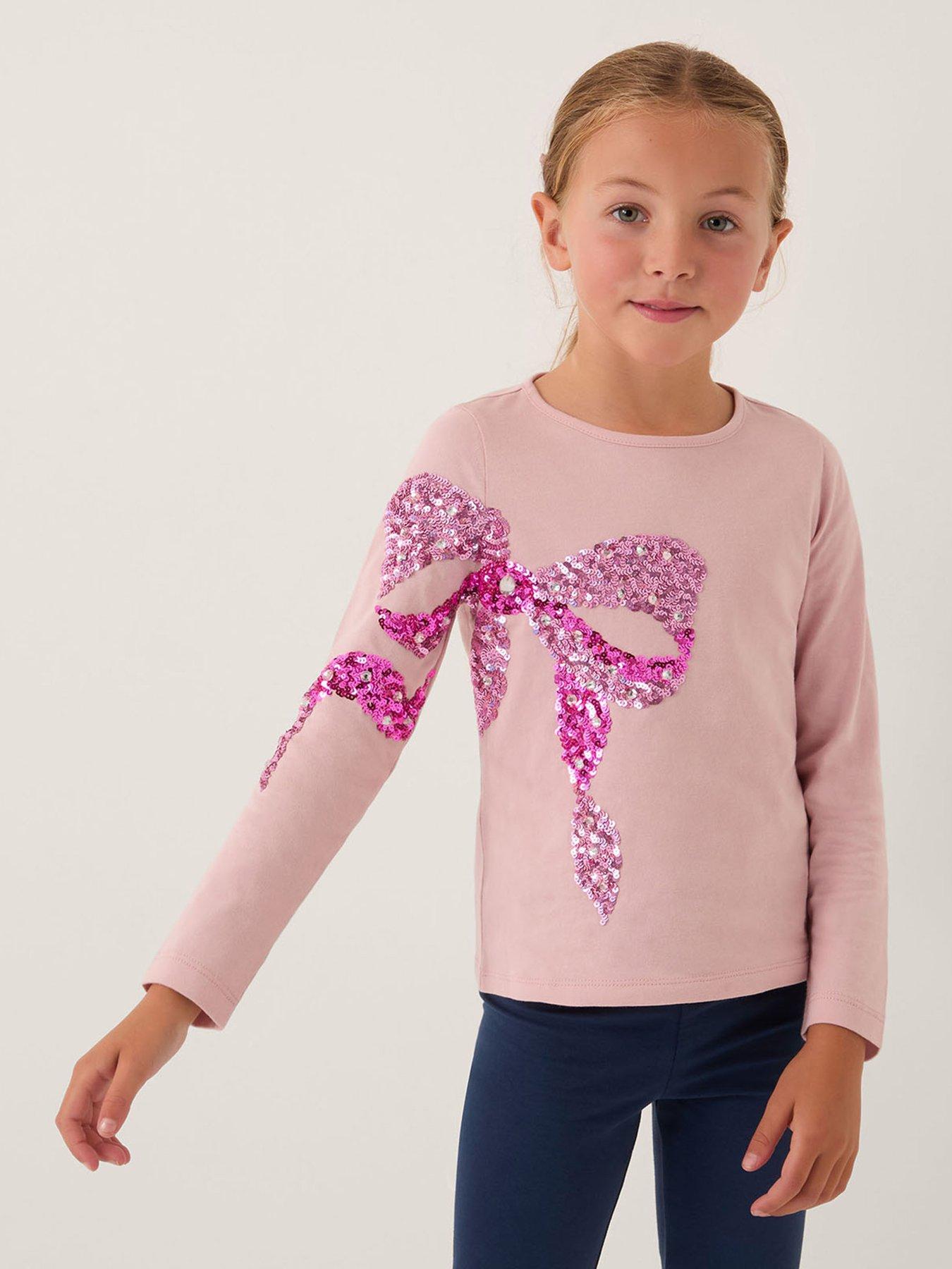 Monsoon Girls Sparkle Bow Top - Pink