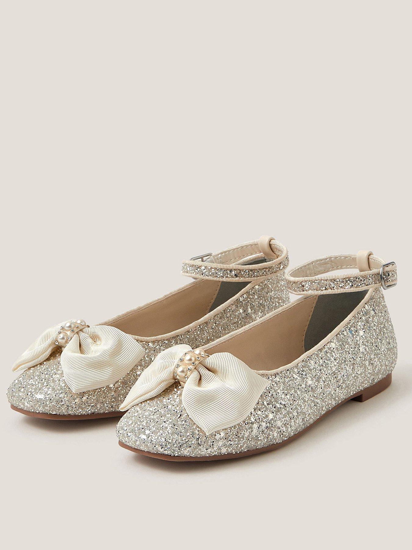 front image of monsoon-girls-sparkle-glitter-ballerina-shoes-light-cream