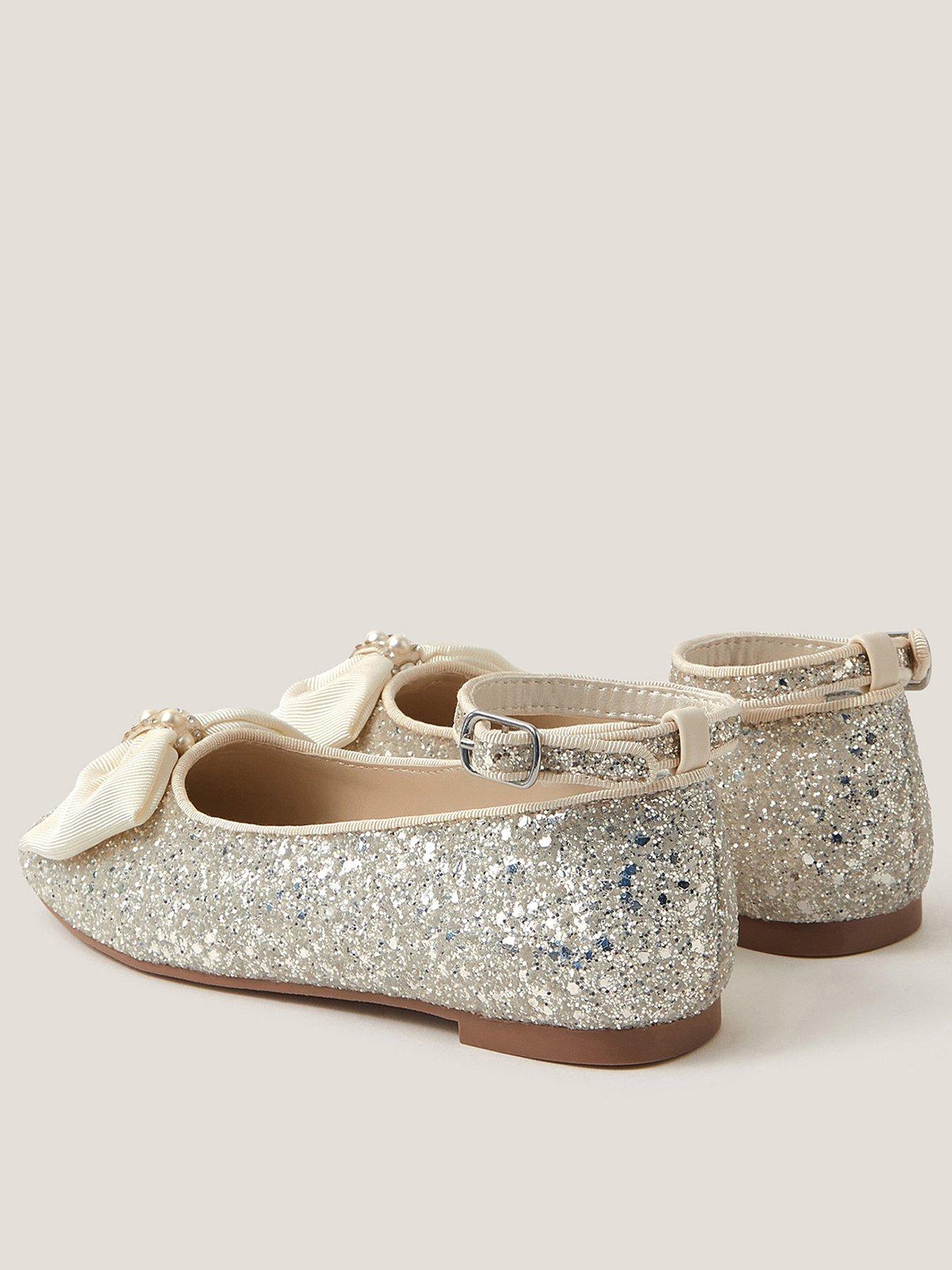  image of monsoon-girls-sparkle-glitter-ballerina-shoes-light-cream