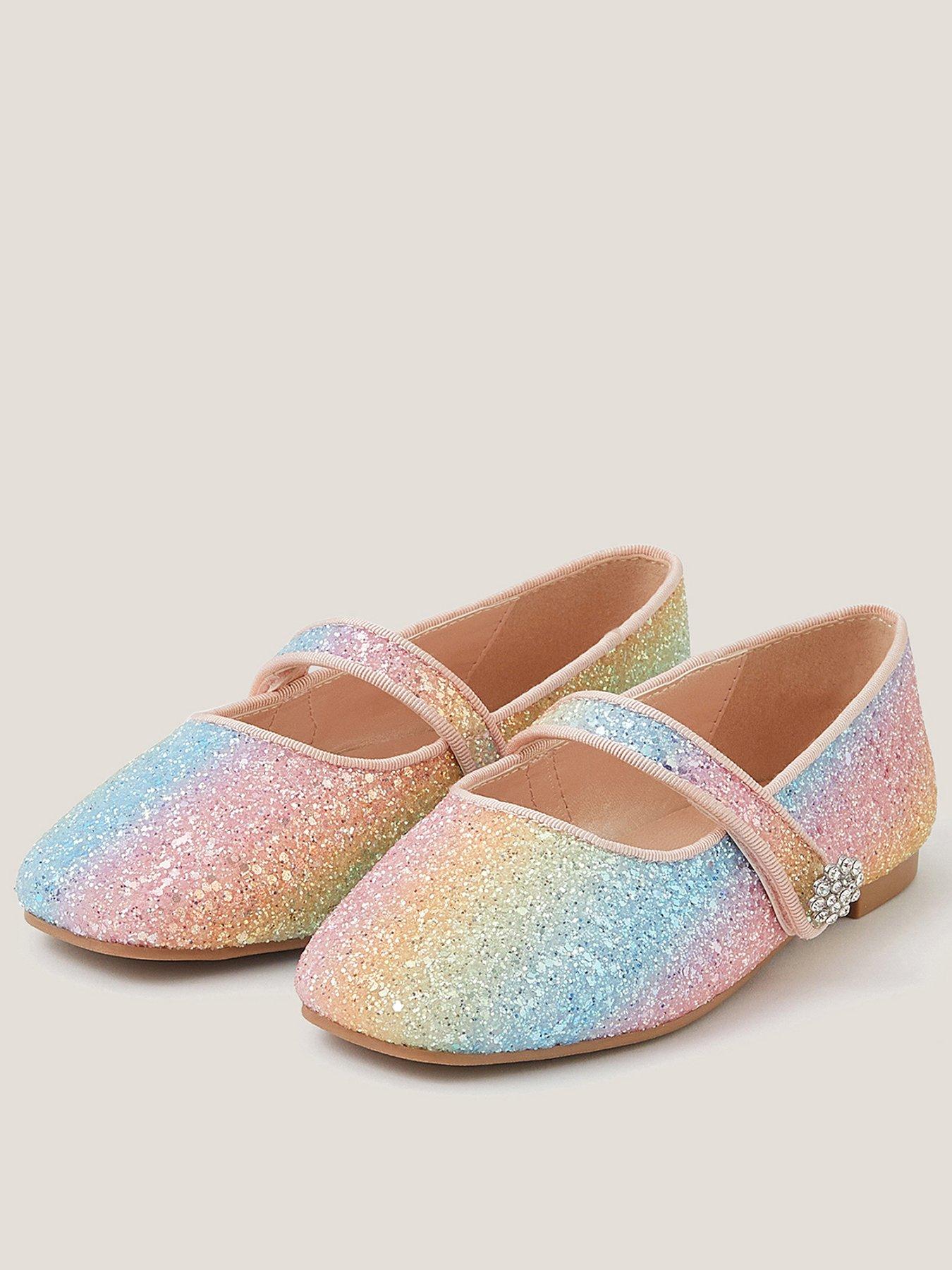 Monsoon Girls Pastel Glitter Ballerina Shoes - Multi