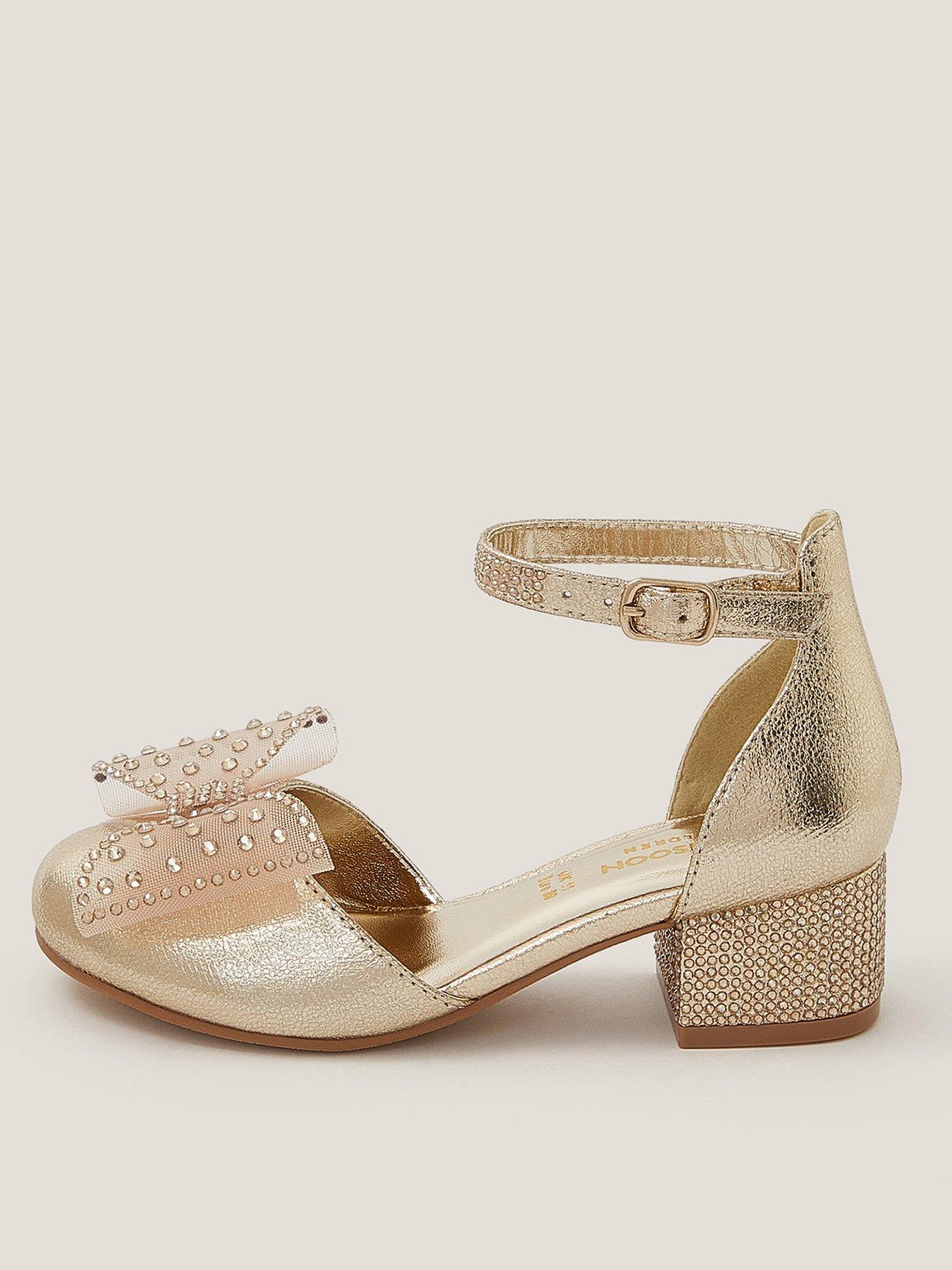 stillFront image of monsoon-girls-diamante-bow-heel-shoes-gold