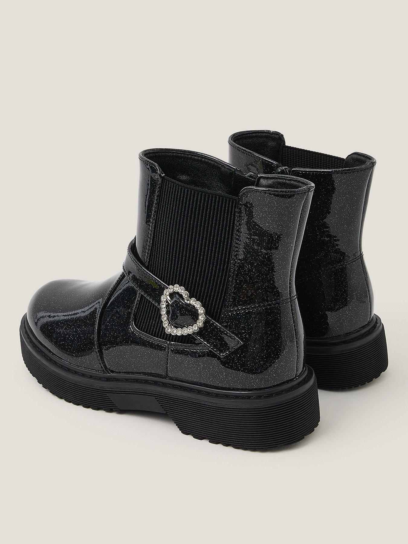 stillFront image of monsoon-girls-sparkle-patent-heart-boots-black