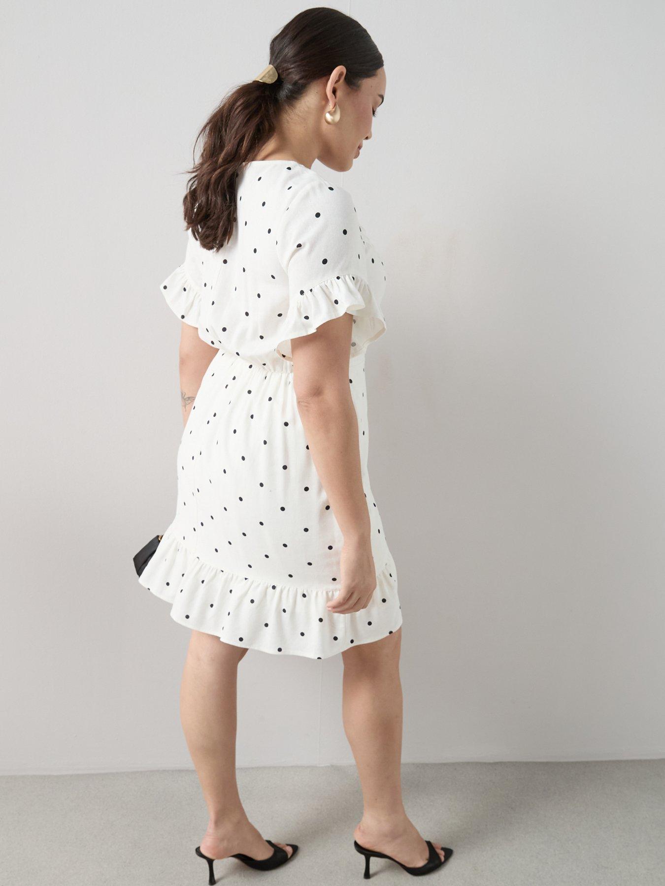 Image 2 of 6 of The Very Collection Curve Polka Dot Wrap Skirt Mini Dress - Print