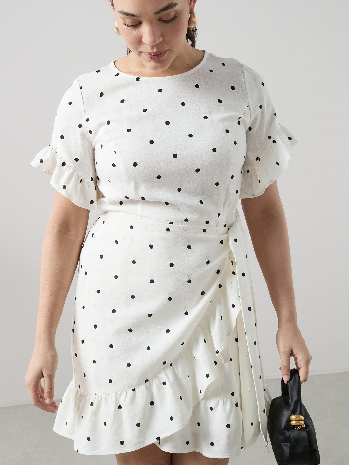 Image 4 of 6 of The Very Collection Curve Polka Dot Wrap Skirt Mini Dress - Print