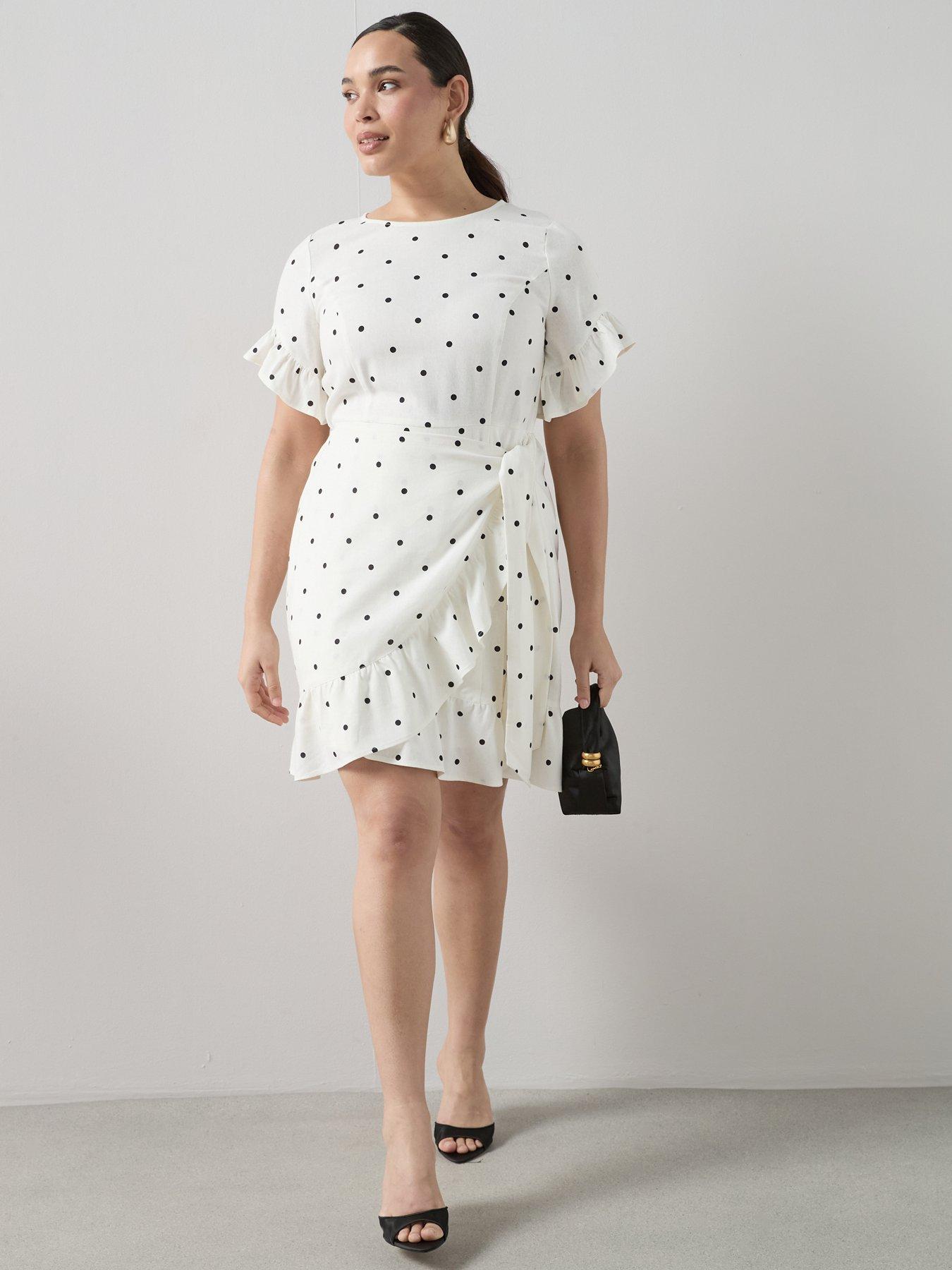 Image 5 of 6 of The Very Collection Curve Polka Dot Wrap Skirt Mini Dress - Print