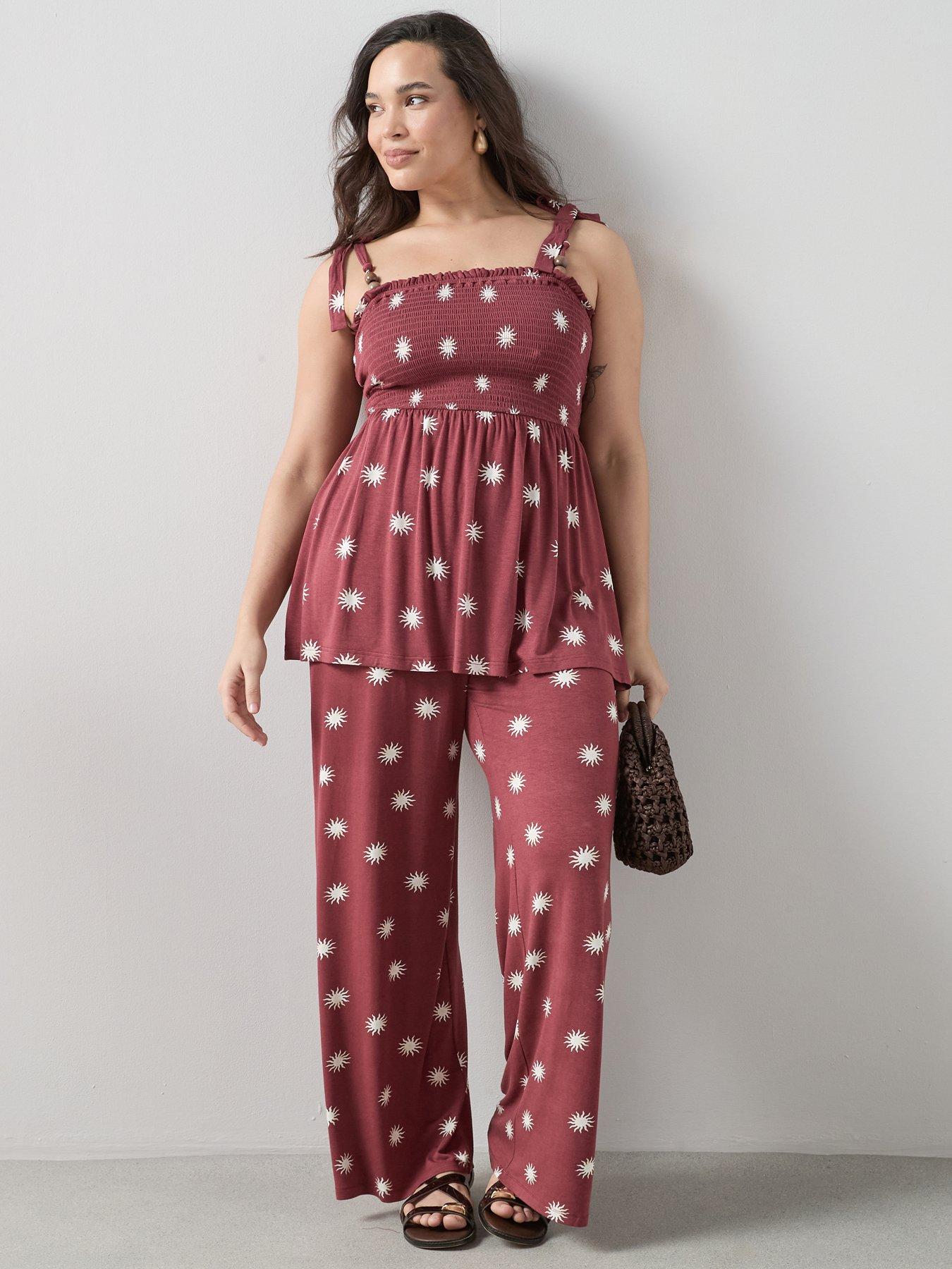 The Very Collection Curve Stretch Printed Co-ord Wide Leg Trousers - Multi