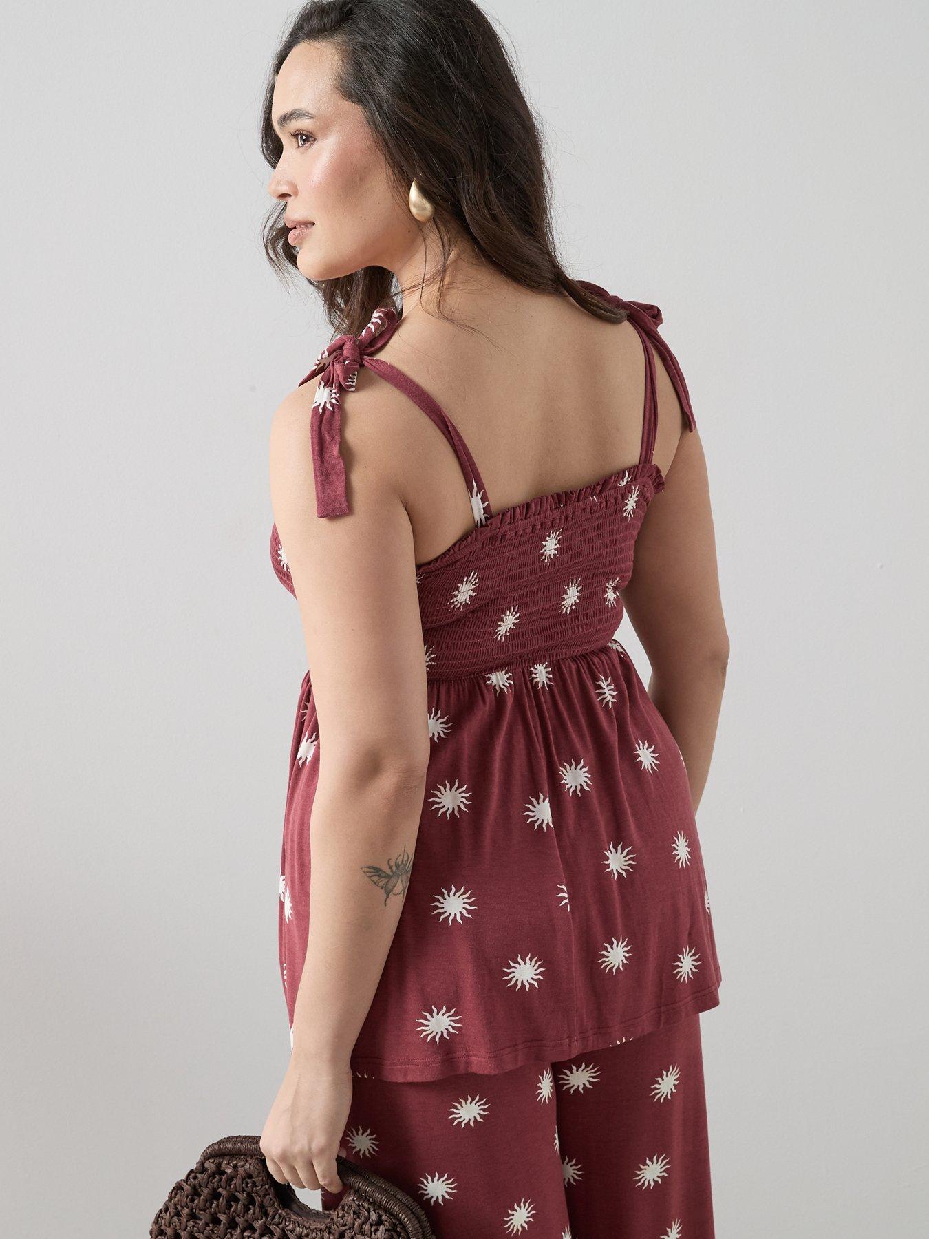 Image 2 of 6 of The Very Collection Curve Beaded Strappy Top - Print