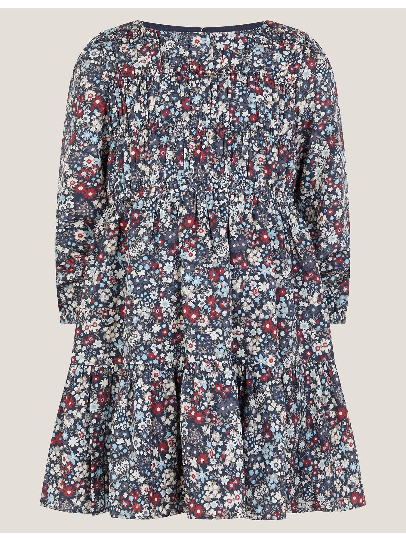  image of monsoon-girls-ditsy-print-dress-navy