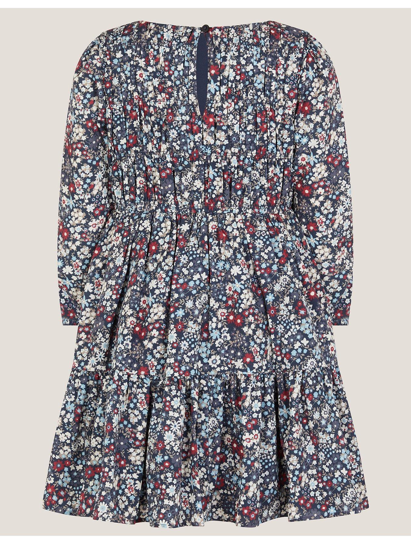  image of monsoon-girls-ditsy-print-dress-navy