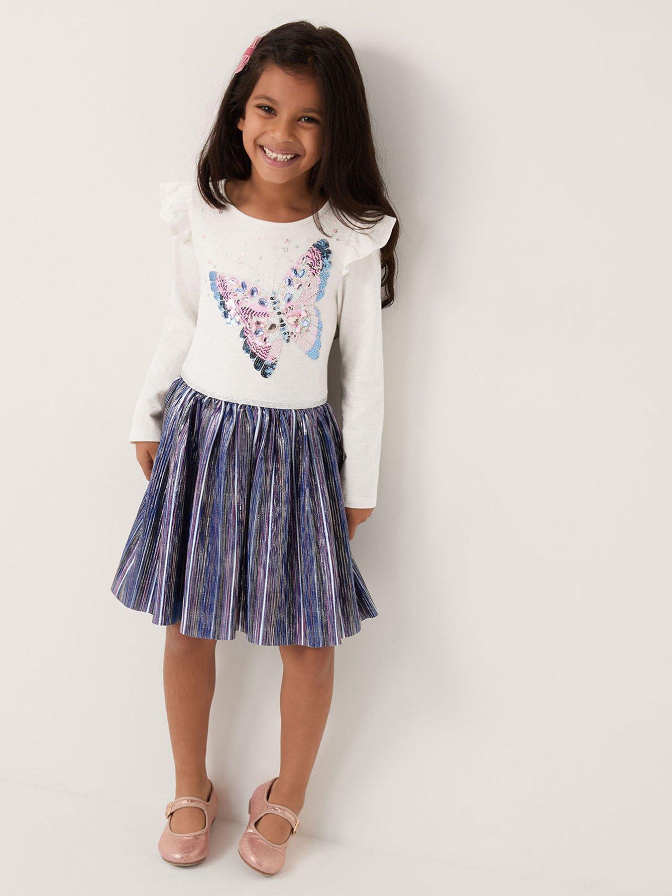  image of monsoon-girls-butterfly-disco-dress-blue