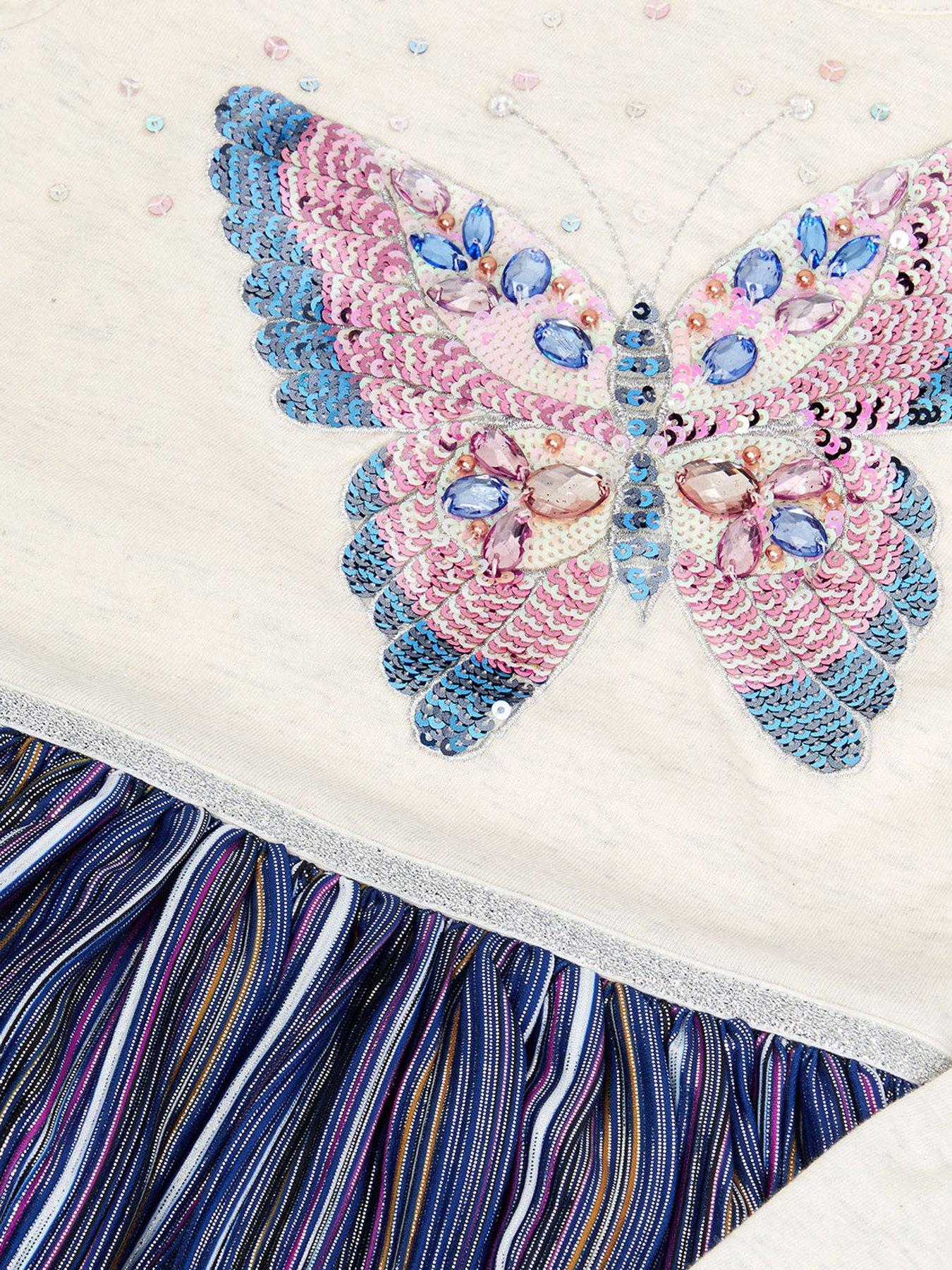  image of monsoon-girls-butterfly-disco-dress-blue