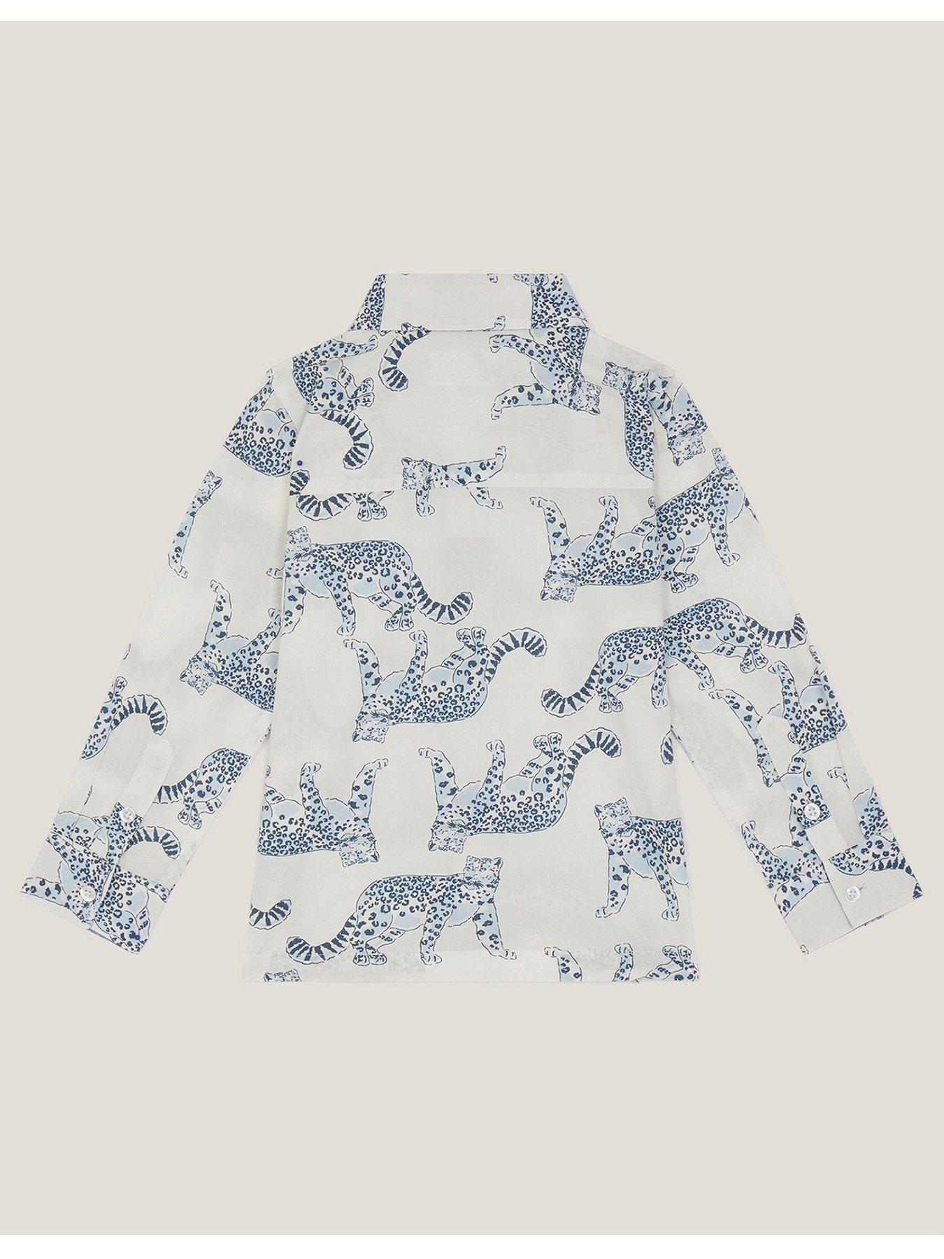 back image of monsoon-boys-leorard-print-shirt-white
