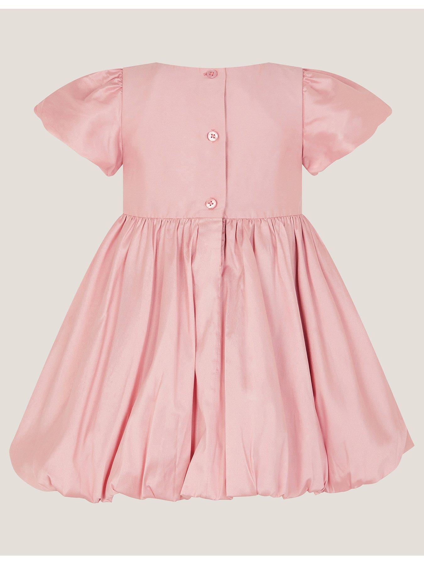Image 2 of 3 of Monsoon Baby Girls Puffball Velvet Bow Dress - Pink