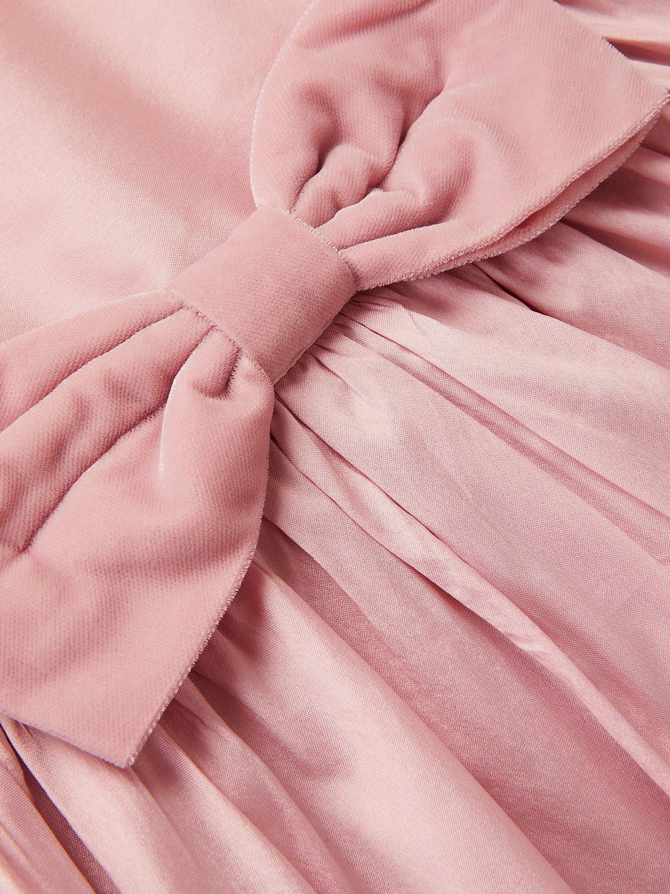 Image 3 of 3 of Monsoon Baby Girls Puffball Velvet Bow Dress - Pink