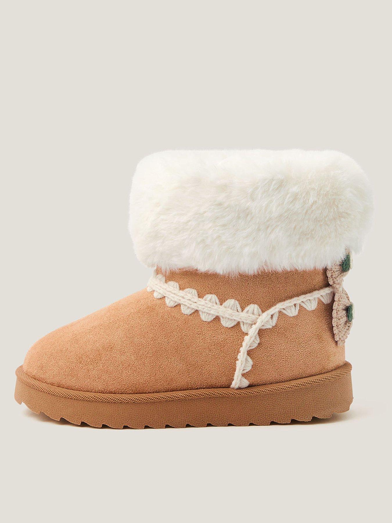front image of monsoon-girls-crafty-flower-bow-boots-beige