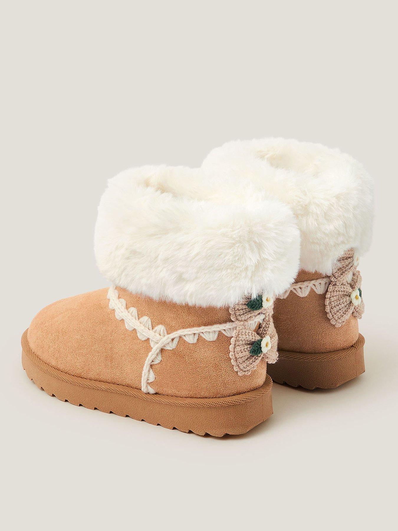 stillFront image of monsoon-girls-crafty-flower-bow-boots-beige