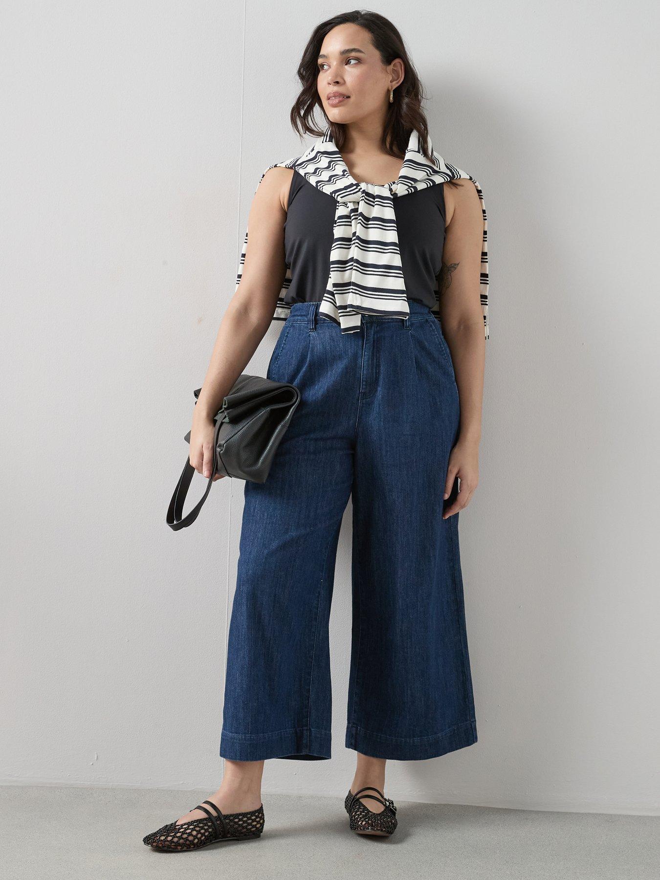 The Very Collection Curve Crop Wide Leg Jeans - Dark Wash