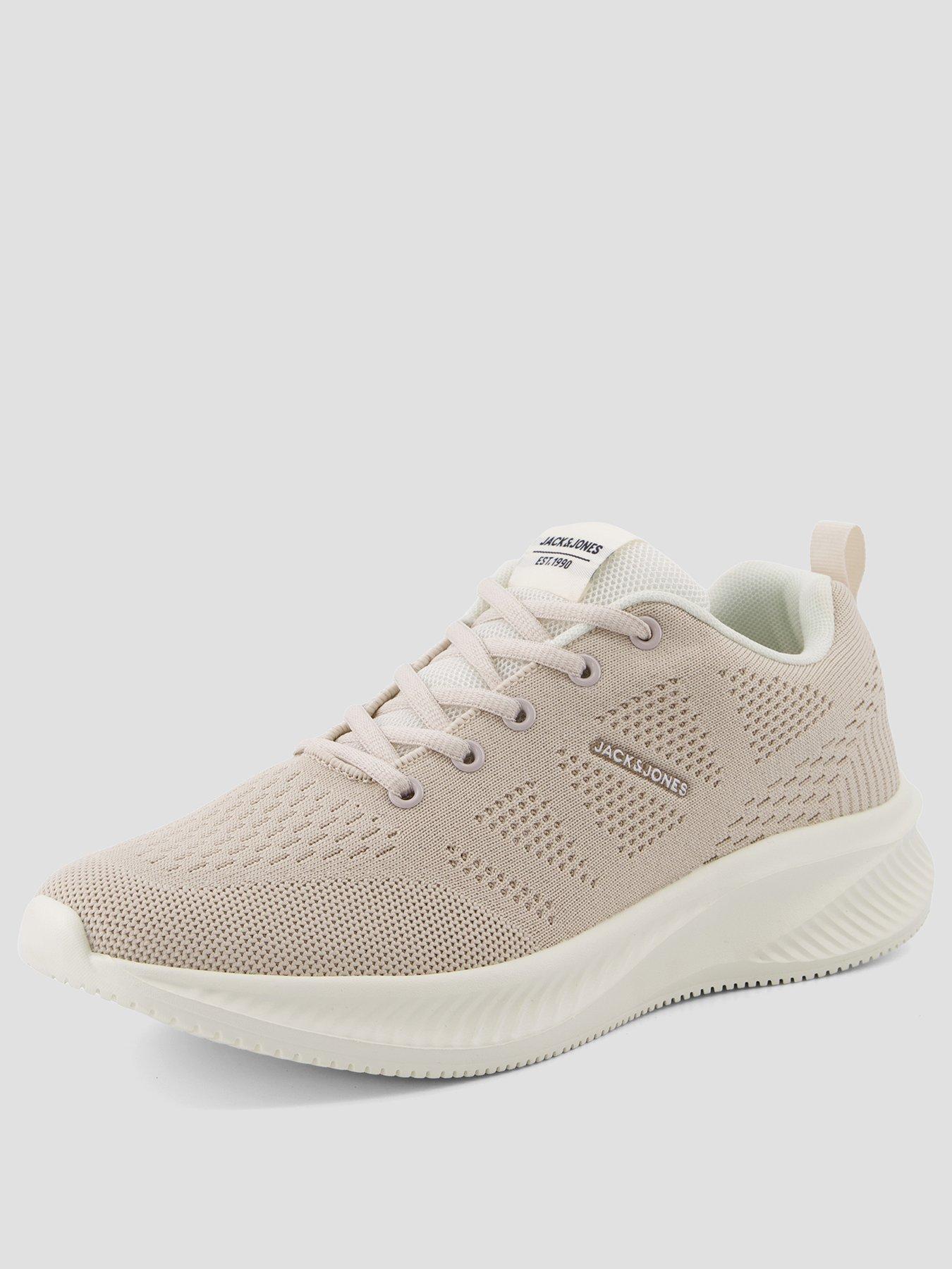  image of jack-jones-croxley-knitted-trainer-cream