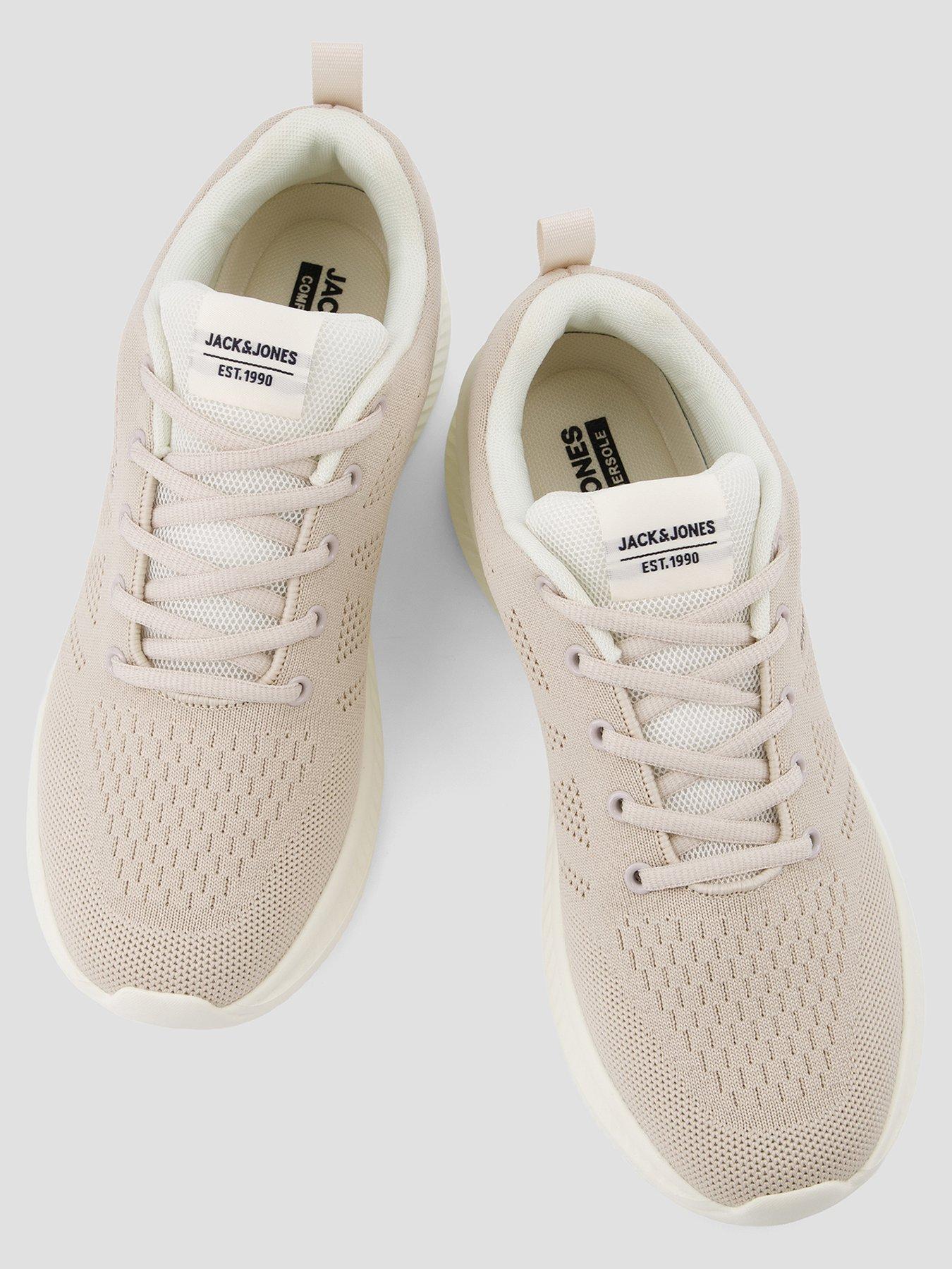  image of jack-jones-croxley-knitted-trainer-cream