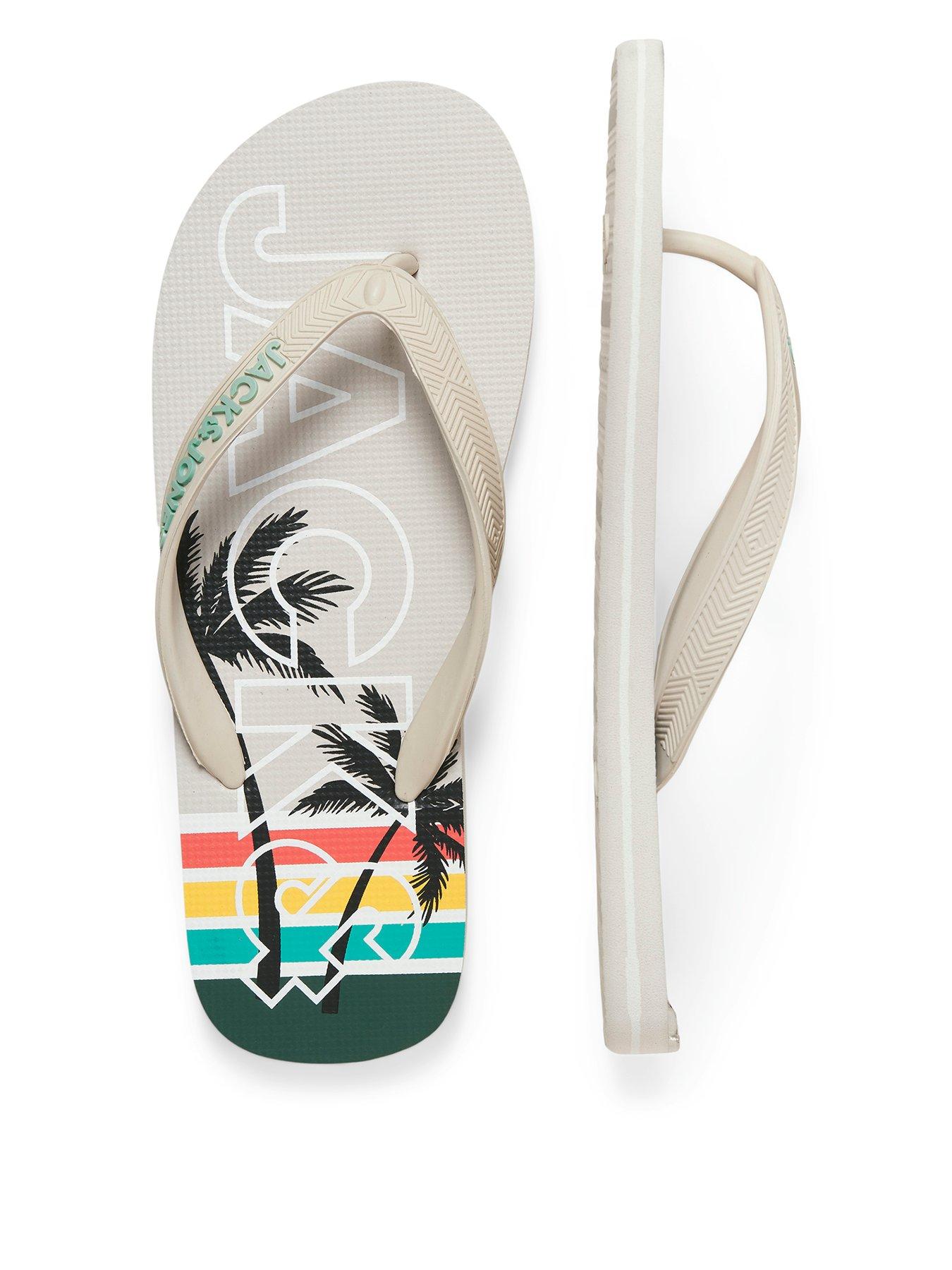 Jack & Jones Print Flip Flops - Cream
