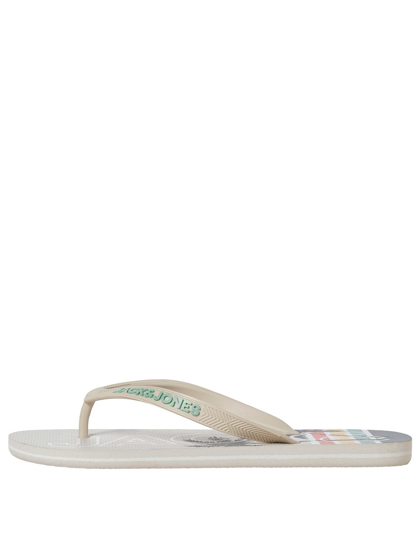 Image 3 of 7 of Jack & Jones Print Flip Flops - Cream