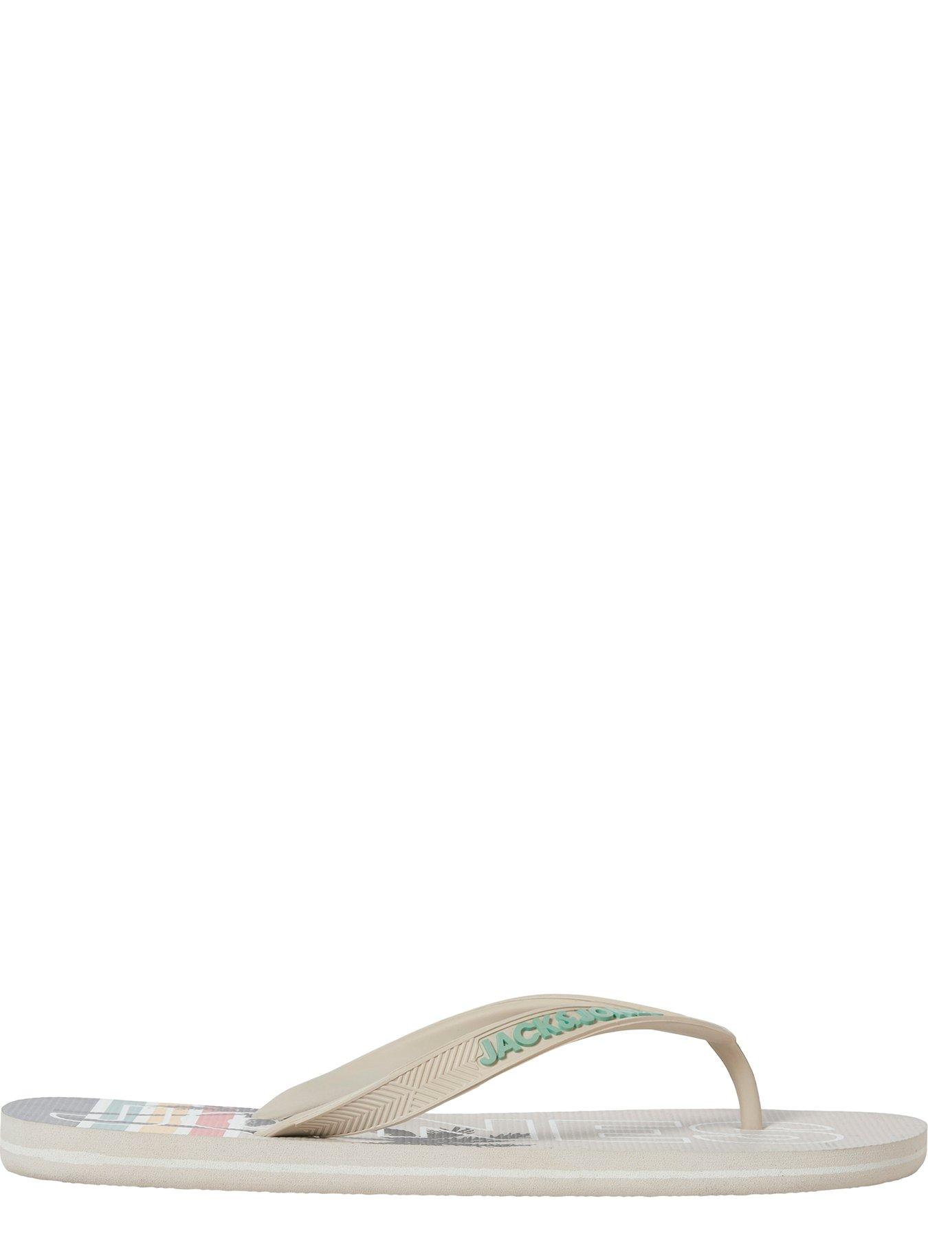 Image 4 of 7 of Jack & Jones Print Flip Flops - Cream