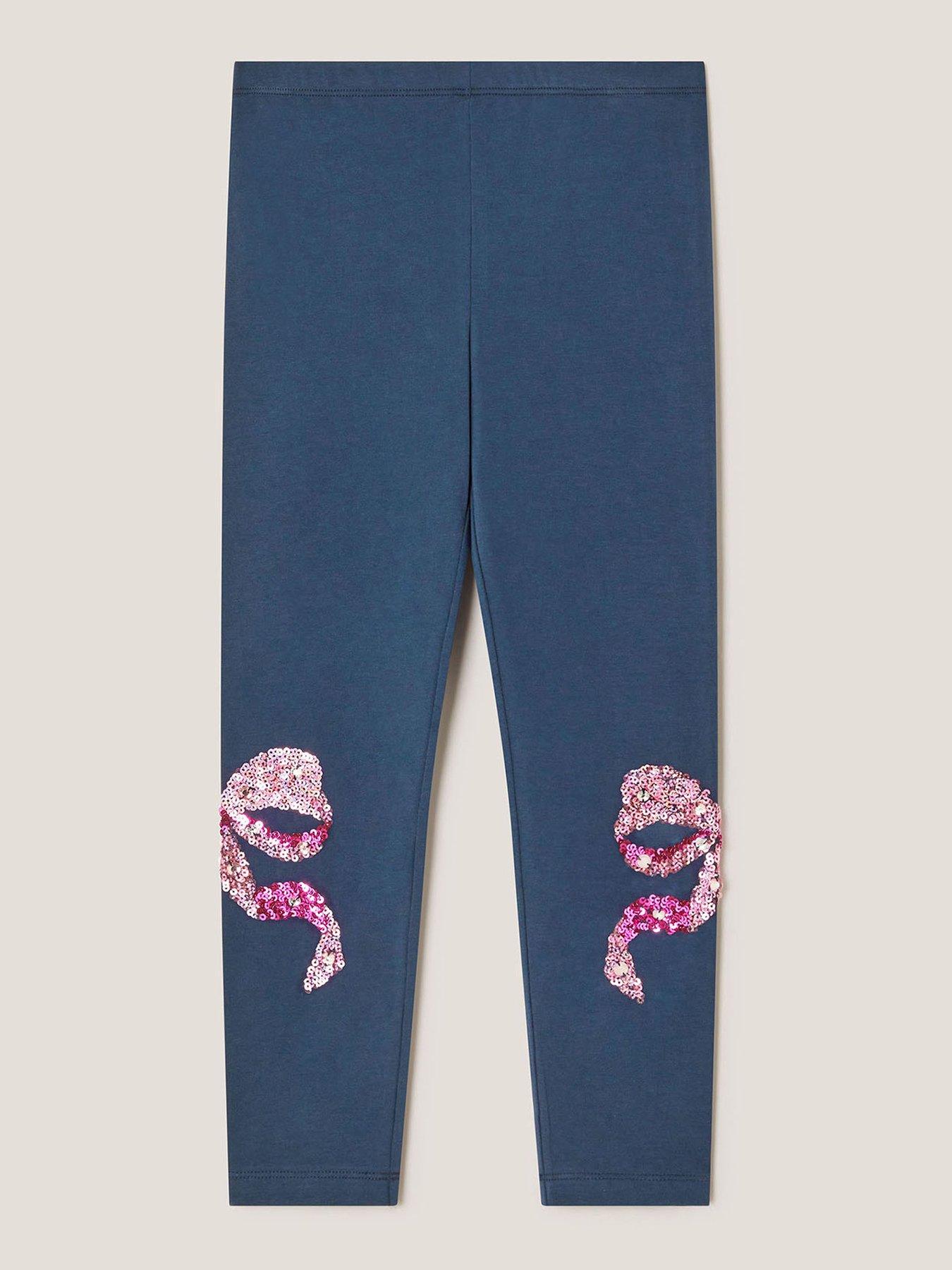 image of monsoon-girls-bow-embellished-legging-navy