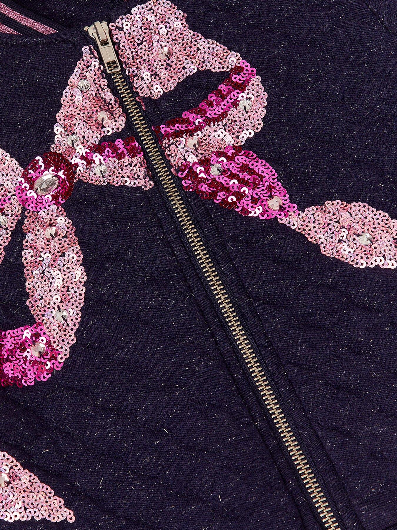  image of monsoon-girls-bow-sequin-embroidered-bomber-jacket-navy