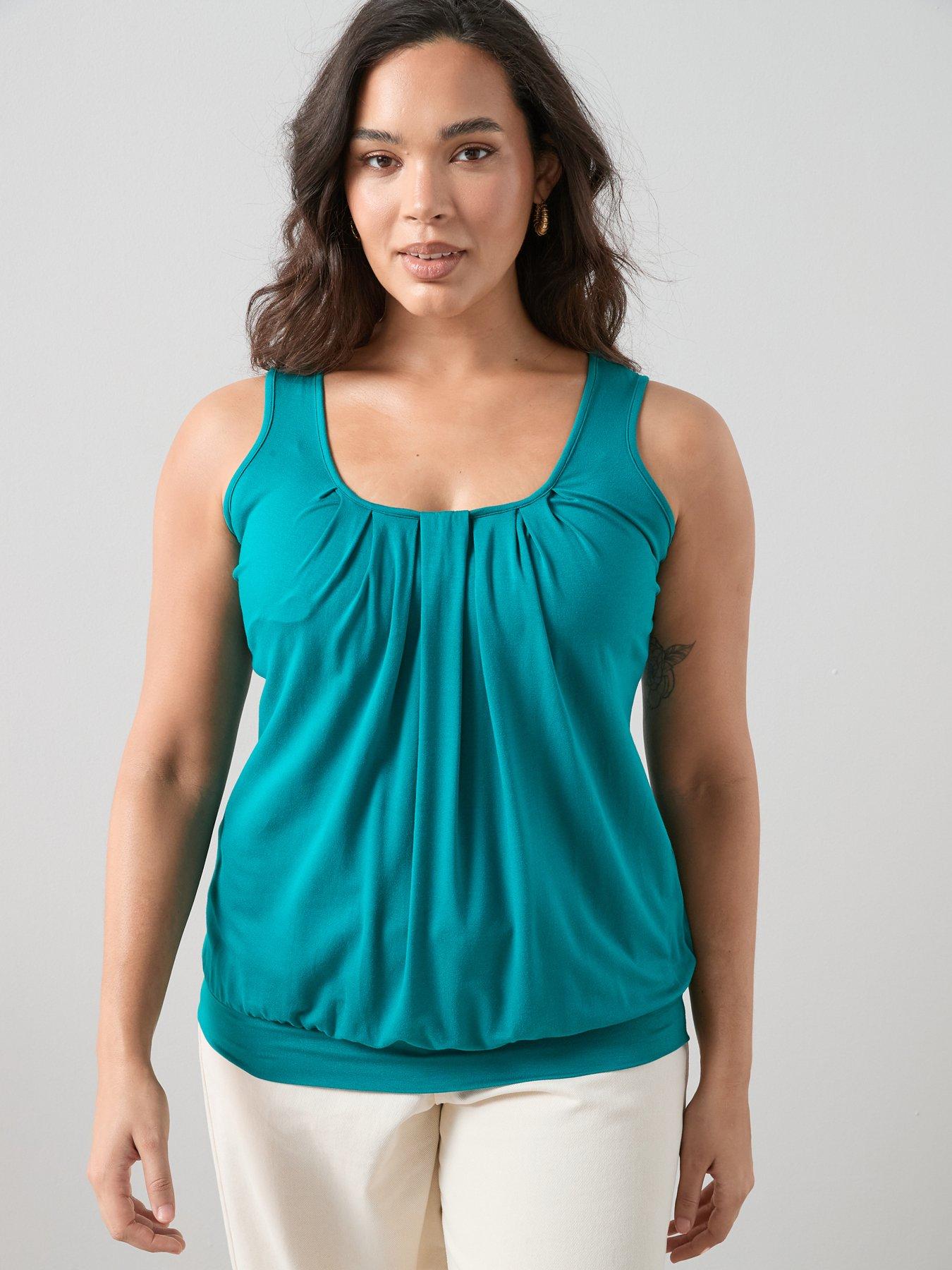  image of the-very-collection-curve-banded-hem-vest-aqua