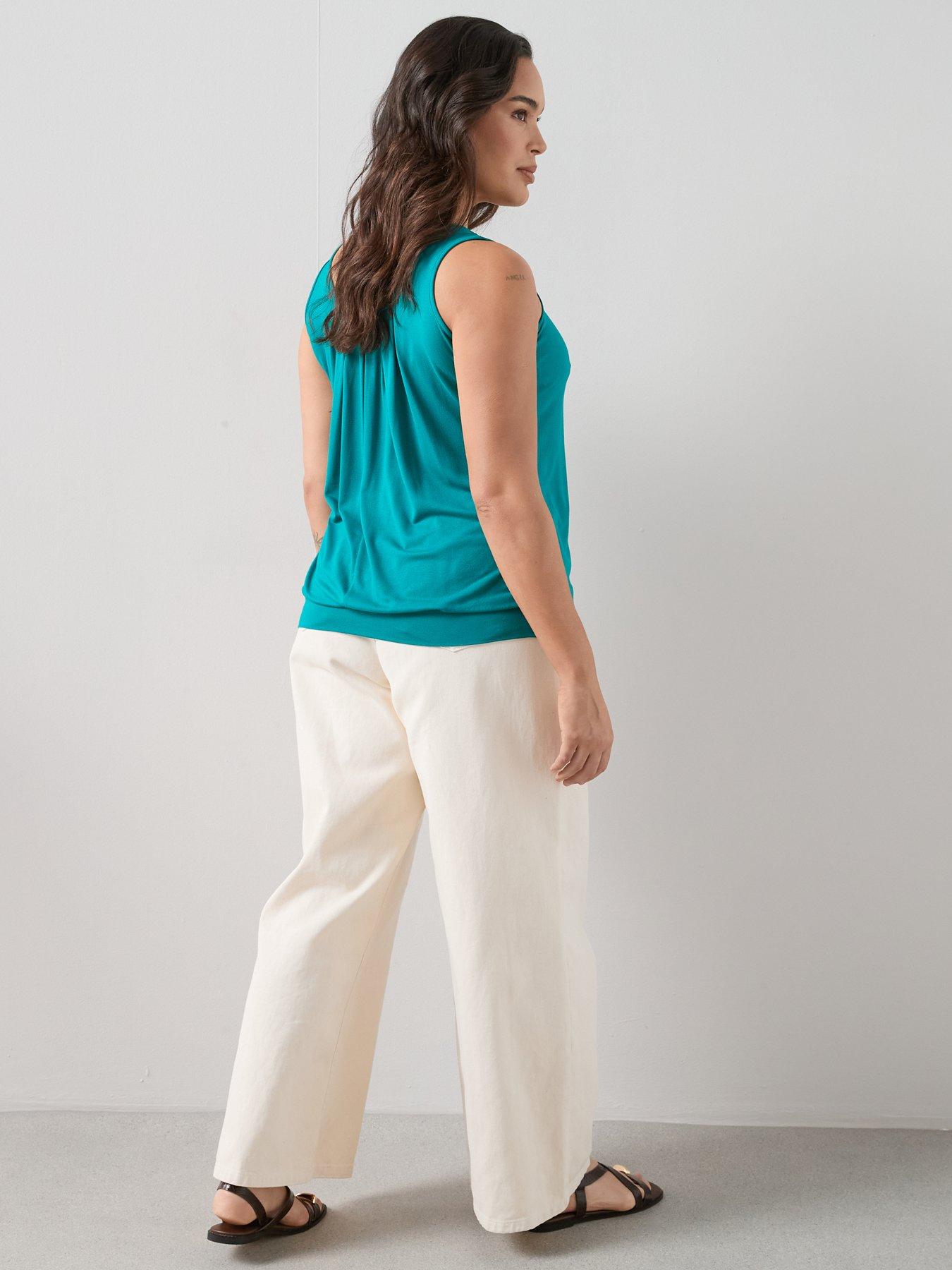 stillFront image of the-very-collection-curve-banded-hem-vest-aqua