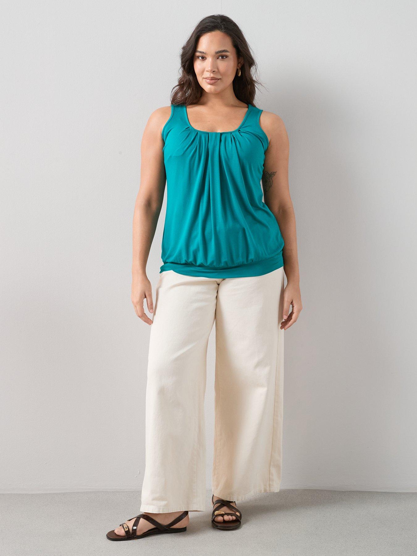 image of the-very-collection-curve-banded-hem-vest-aqua