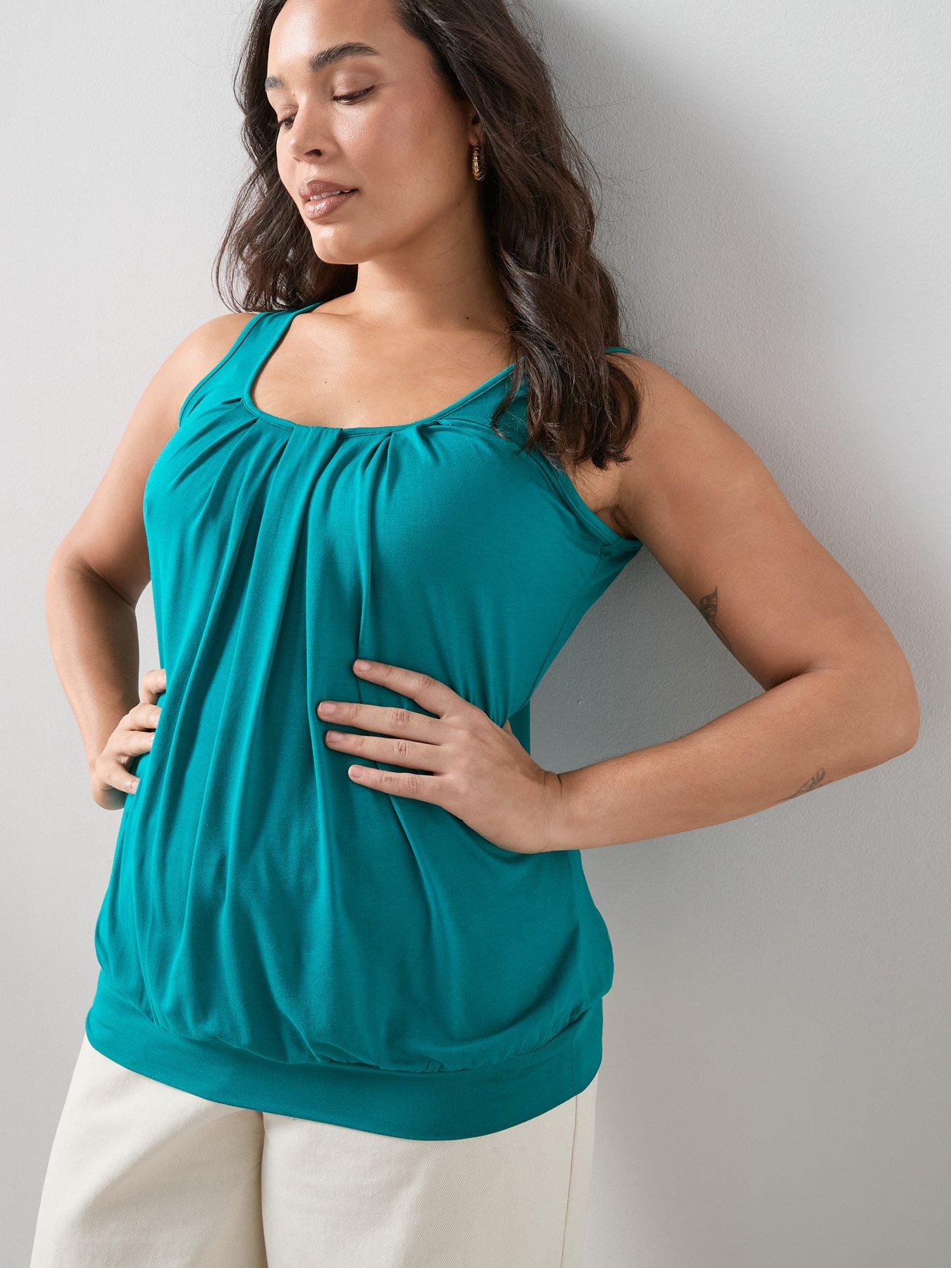  image of the-very-collection-curve-banded-hem-vest-aqua