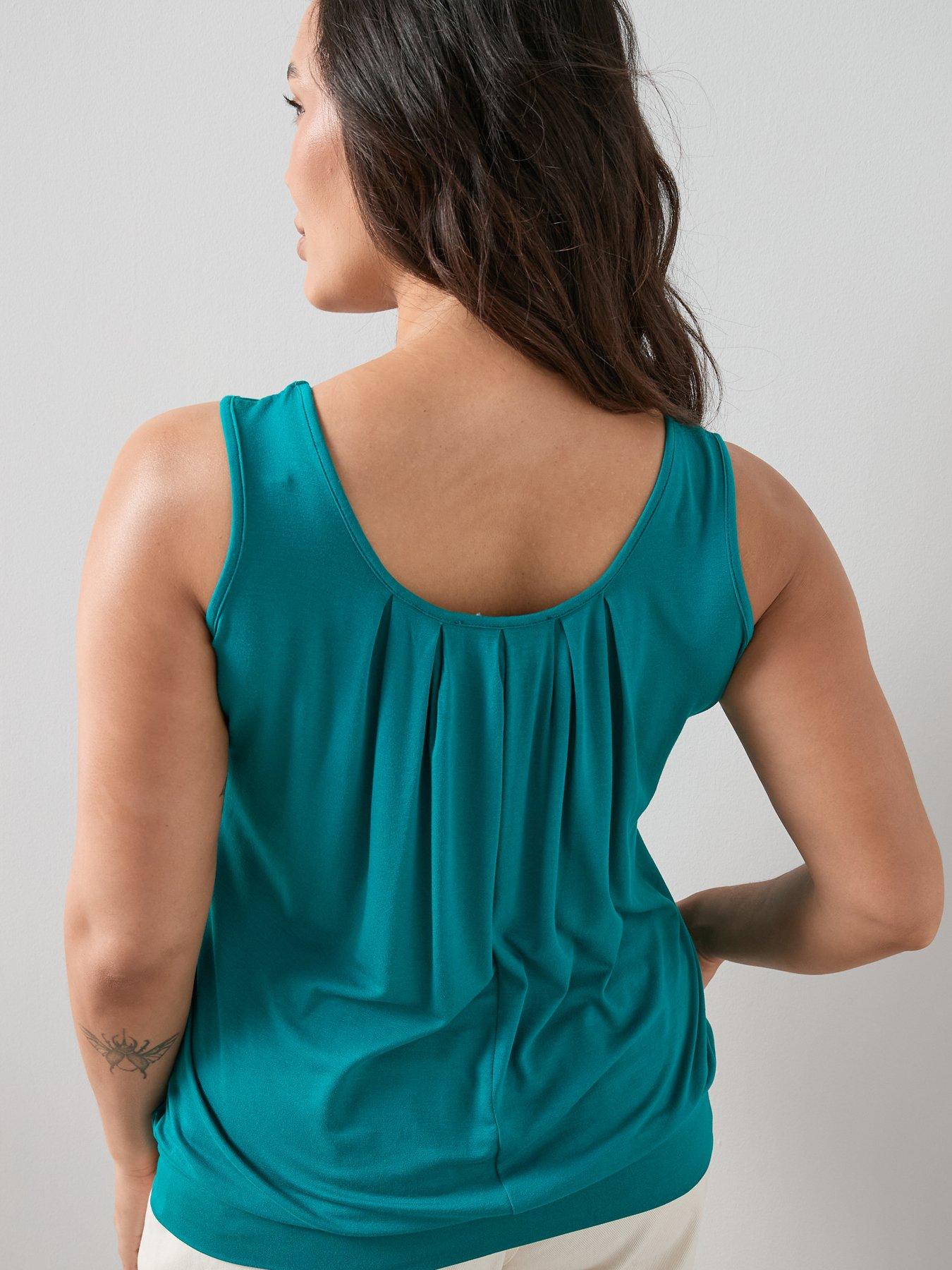  image of the-very-collection-curve-banded-hem-vest-aqua