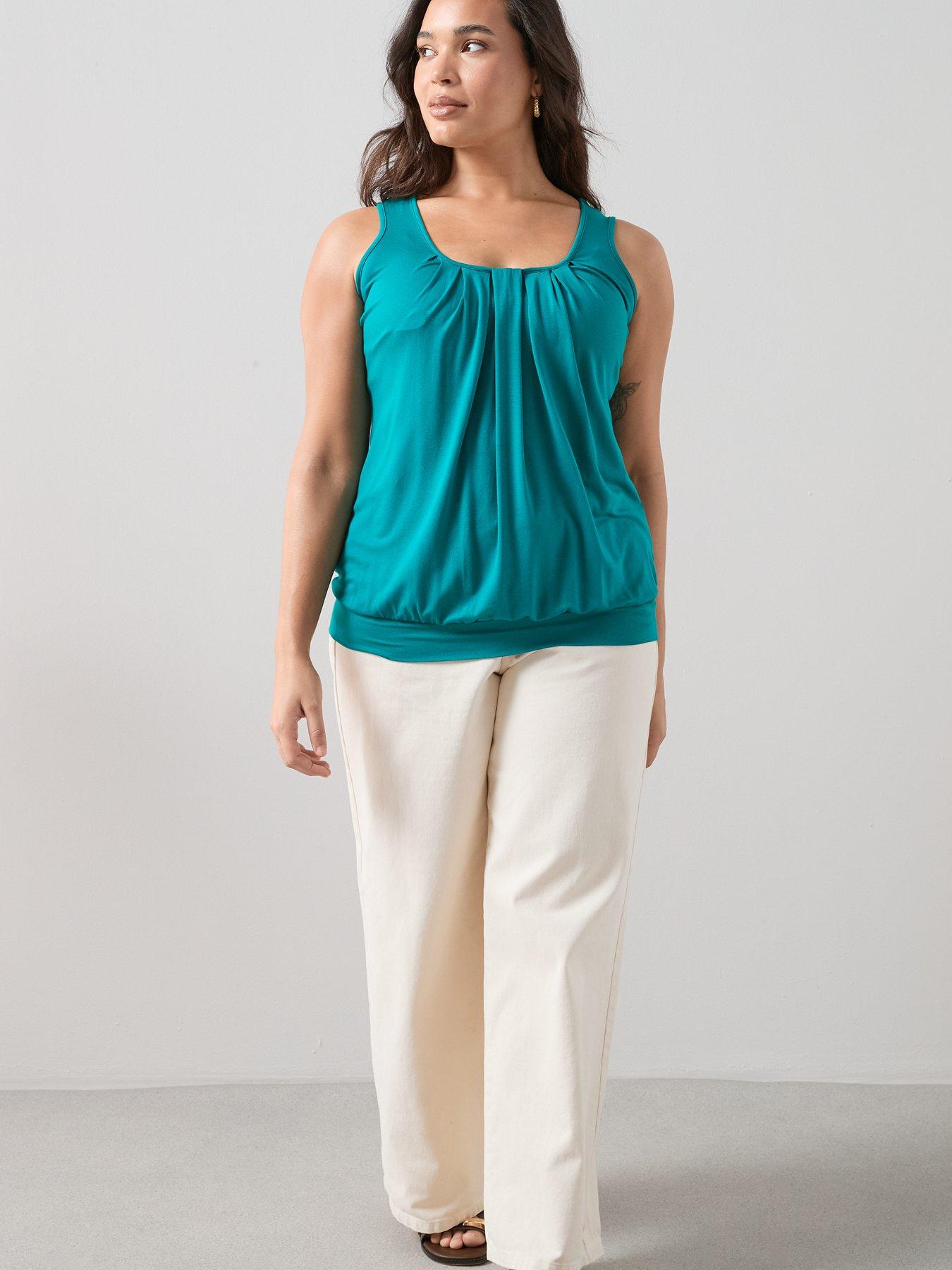  image of the-very-collection-curve-banded-hem-vest-aqua