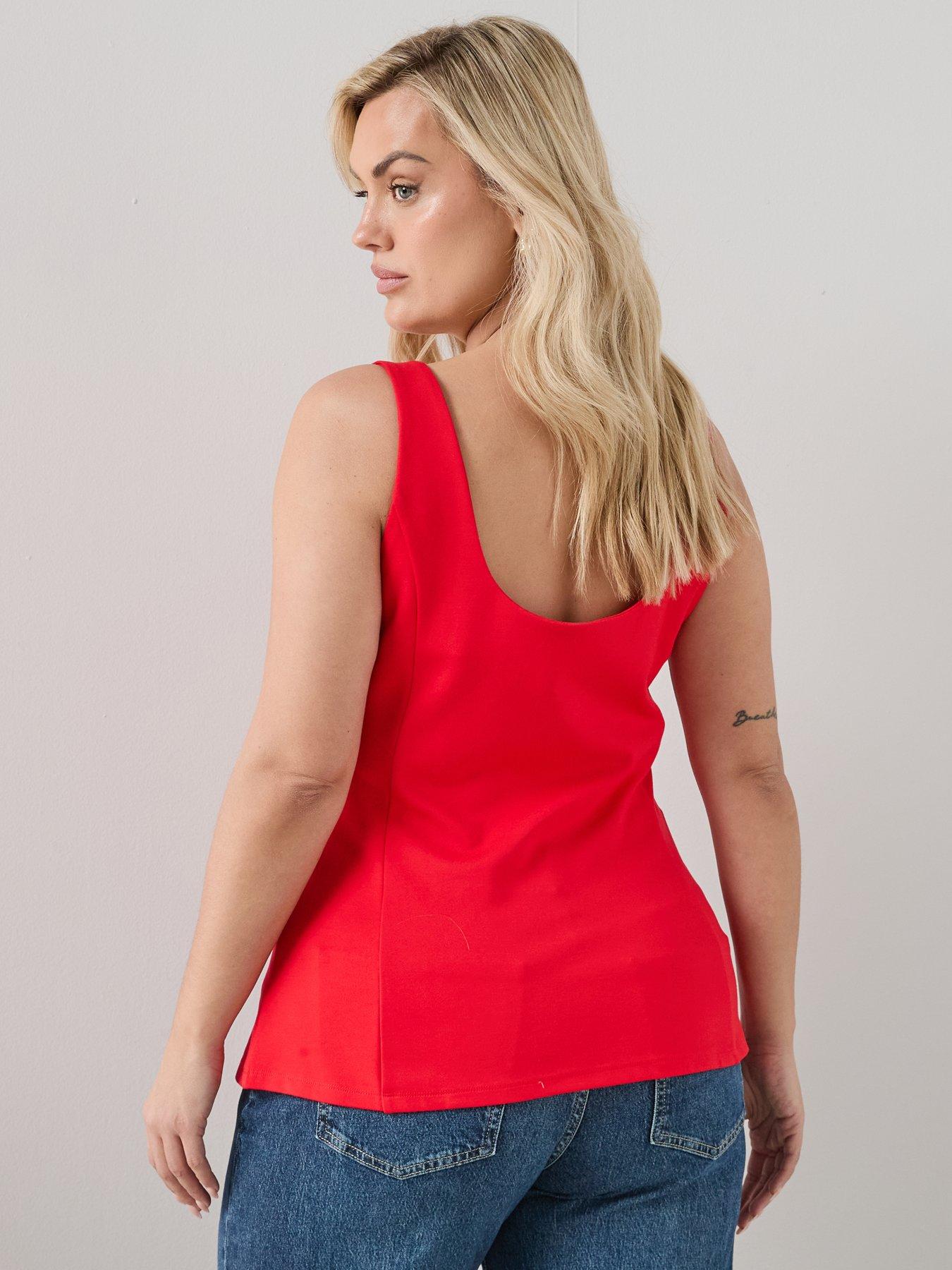 Image 2 of 6 of The Very Collection Curve Button Detail Stretch Waistcoat - Red