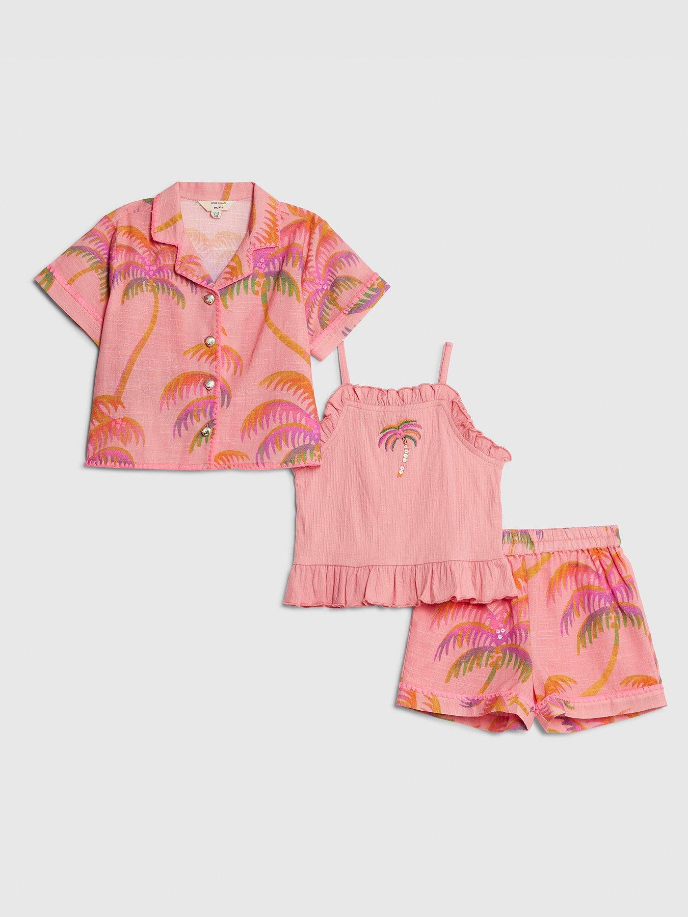 river-island-mini-girls-palm-shorts-3-piece-set-orange