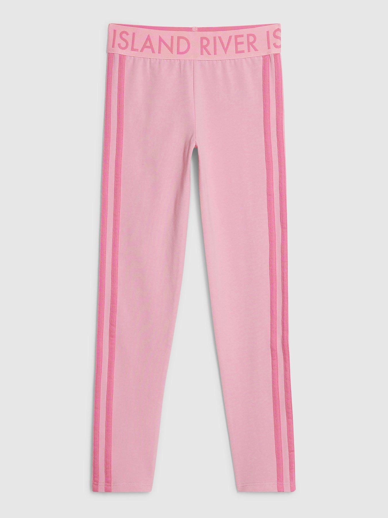 River Island Older Girls Side Stripe Leggings - Pink