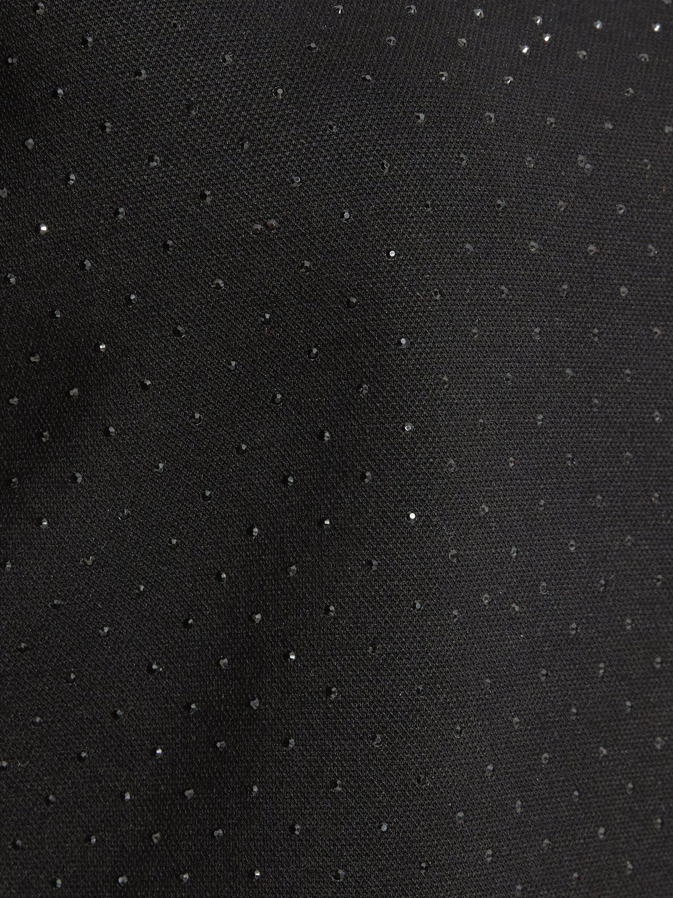  image of quiz-black-glitter-cropped-t-shirt