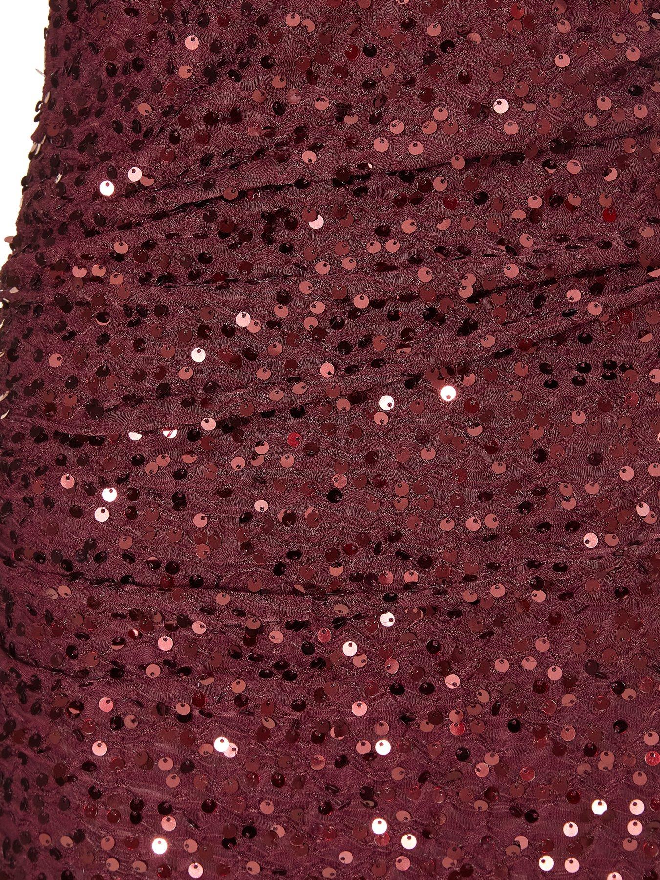  image of quiz-petite-berry-sequin-ruched-midaxi-dress