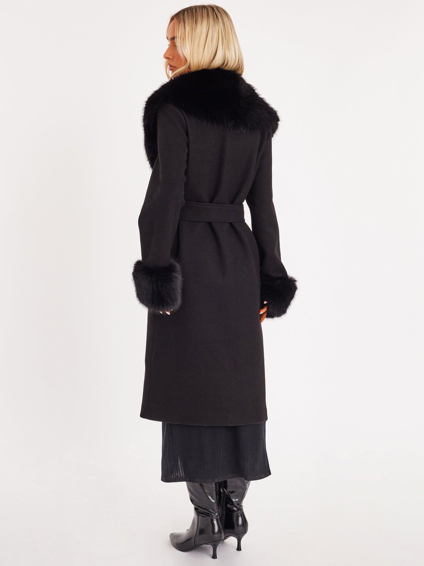  image of quiz-black-faux-fur-trim-coat