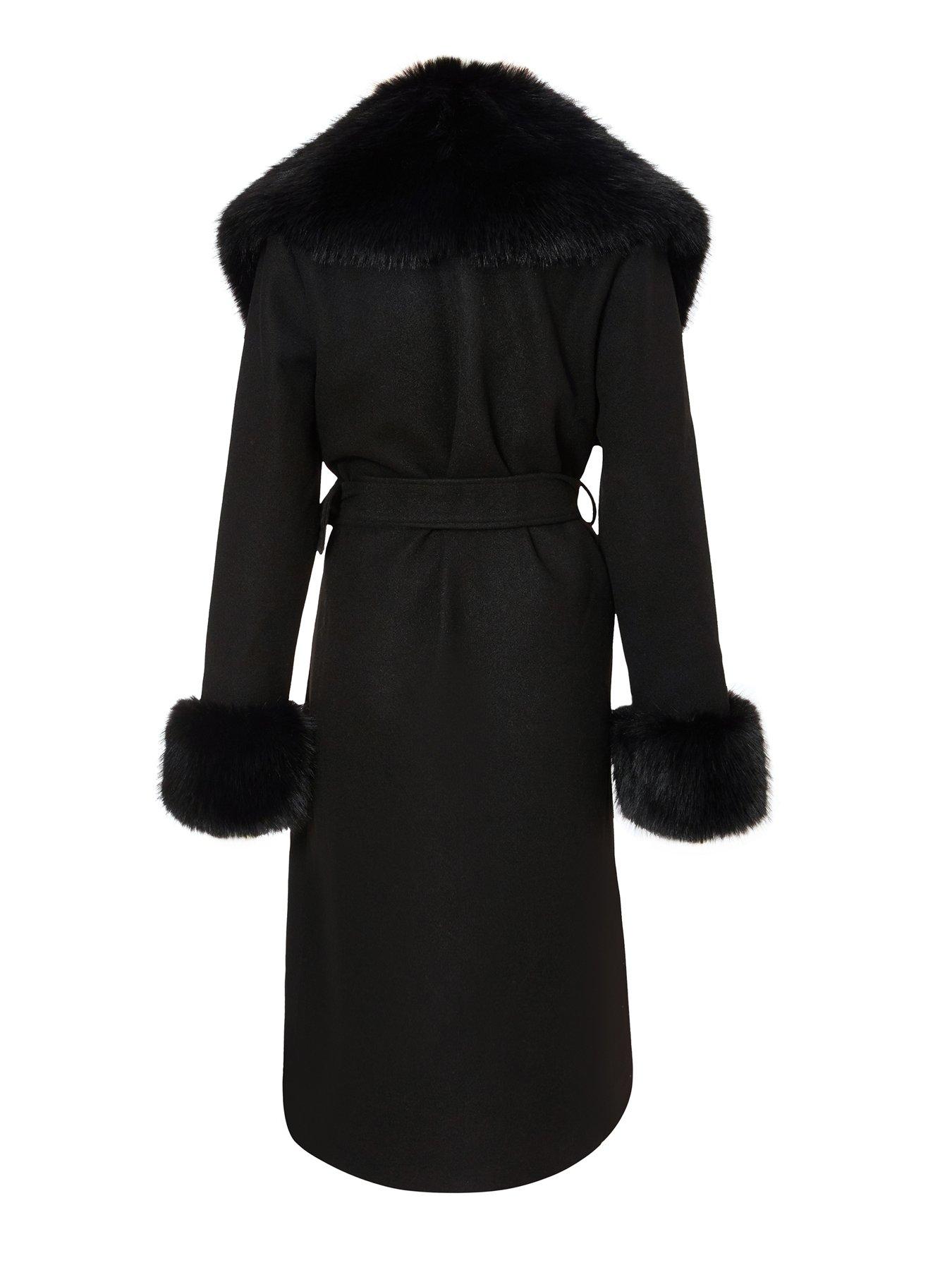  image of quiz-black-faux-fur-trim-coat