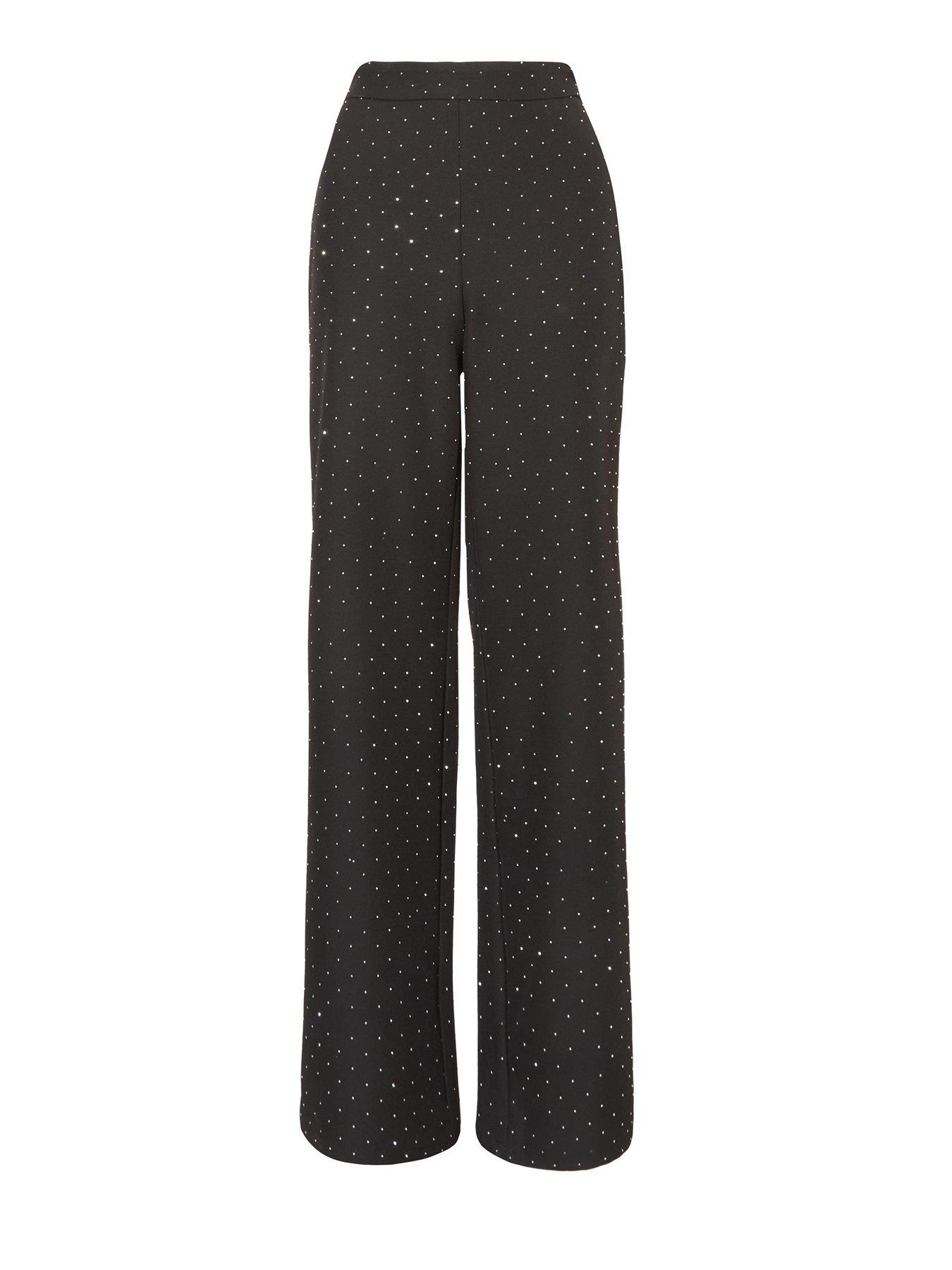 Image 4 of 6 of Quiz Black Diamante Tailored Trousers