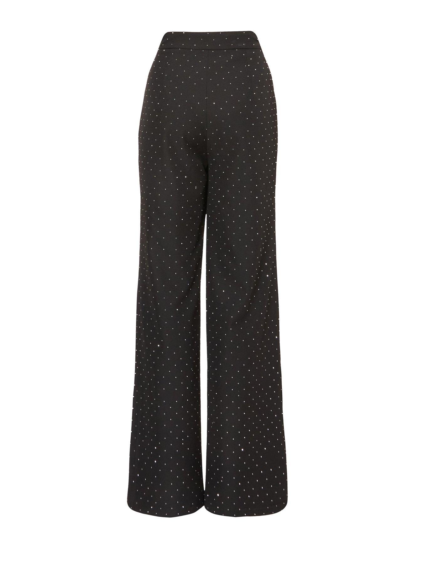 Image 5 of 6 of Quiz Black Diamante Tailored Trousers