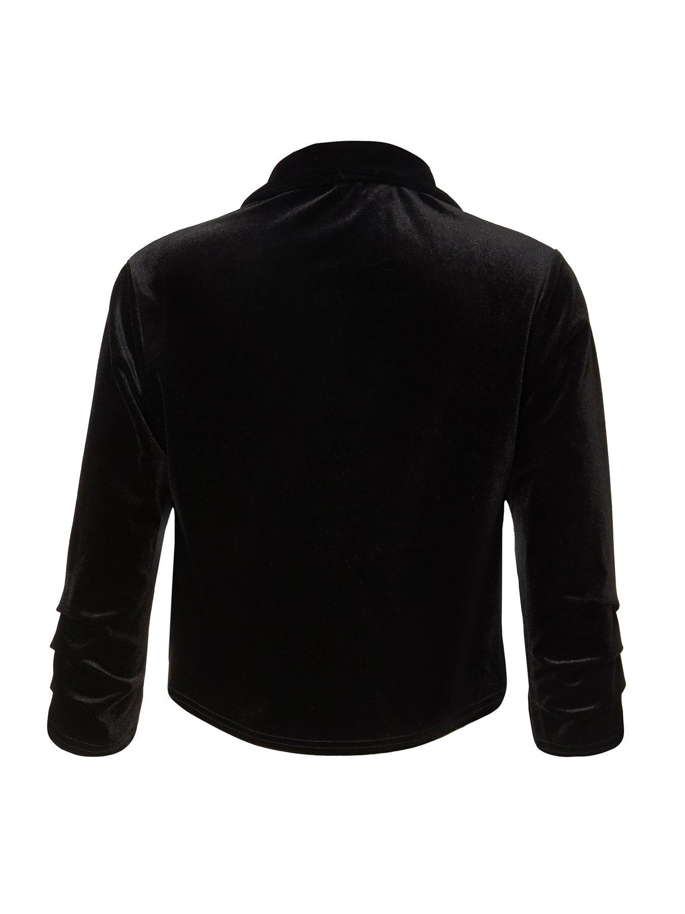 Image 5 of 6 of Quiz Black Velvet Cropped Blazer